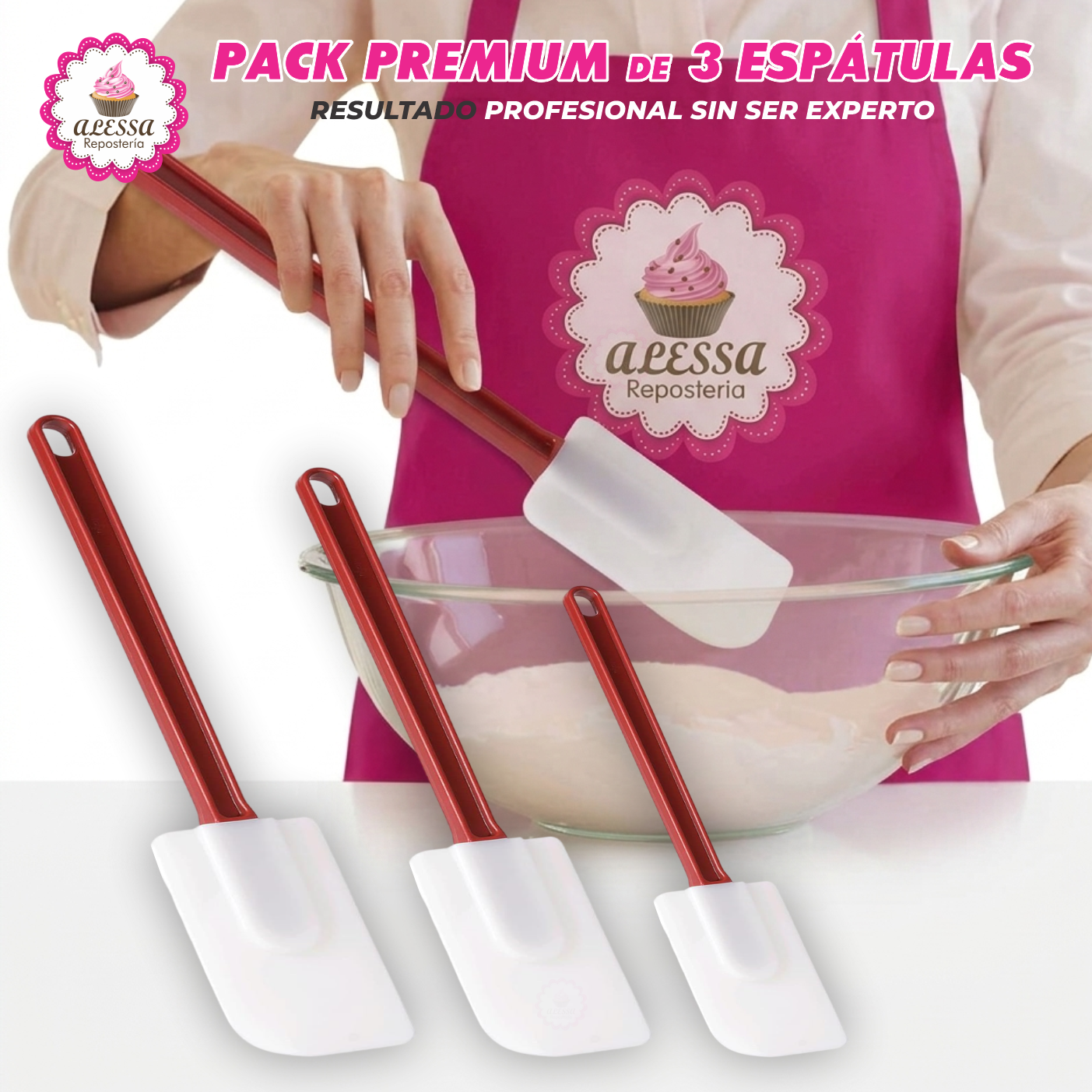 PACK PREMIUM DE 3 ESPATULAS DE SILICONA PARA REPOSTERIA - 1