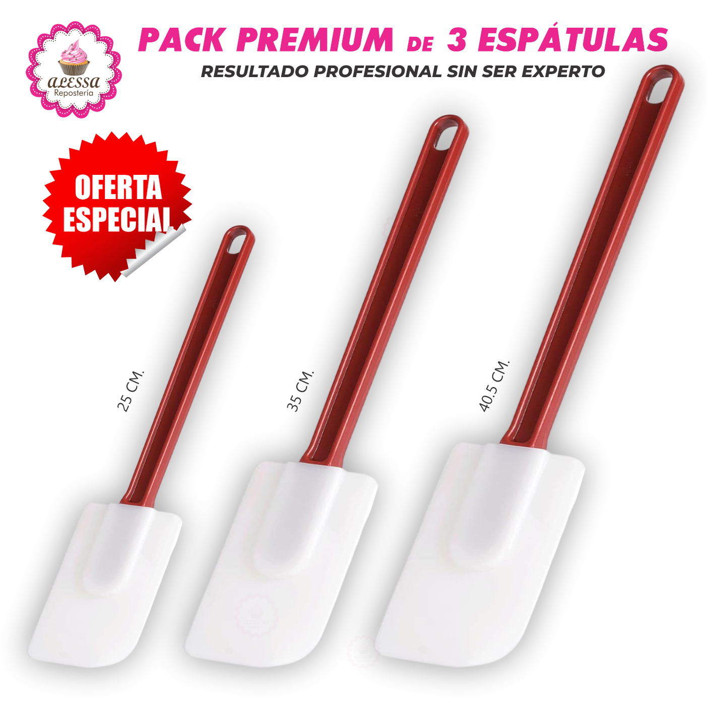 PACK PREMIUM DE 3 ESPATULAS DE SILICONA PARA REPOSTERIA - 2