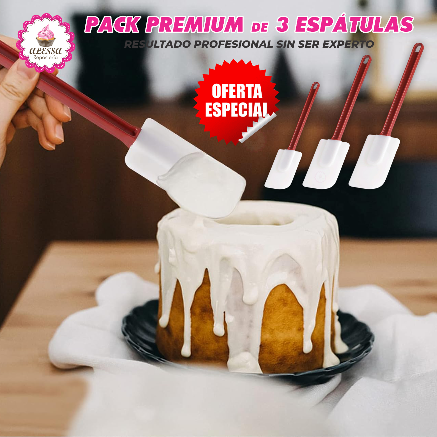 PACK PREMIUM DE 3 ESPATULAS DE SILICONA PARA REPOSTERIA - 4