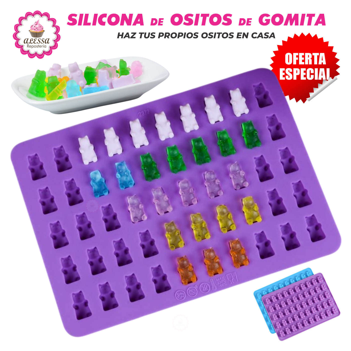 MOLDE DE SILICONA DE OSITOS DE GOMITA PARA REPOSTERIA - 1