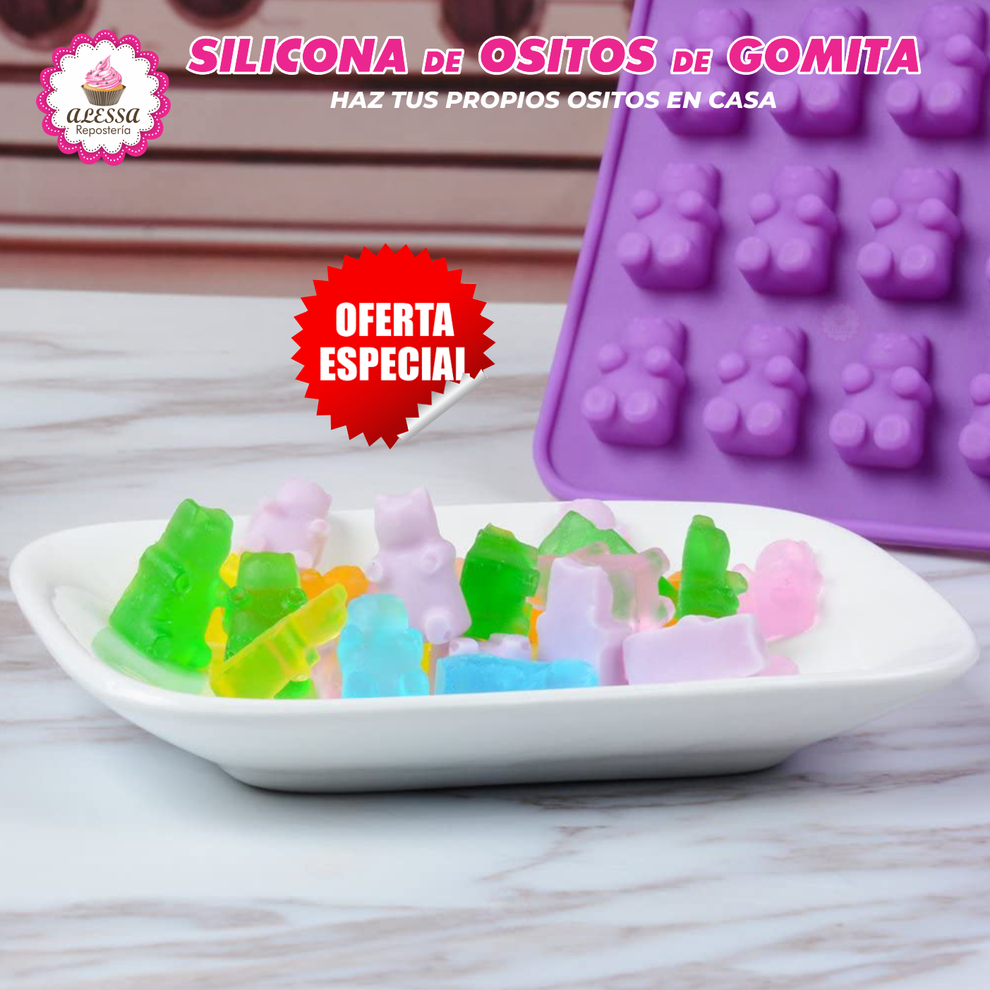 MOLDE DE SILICONA DE OSITOS DE GOMITA PARA REPOSTERIA - 3