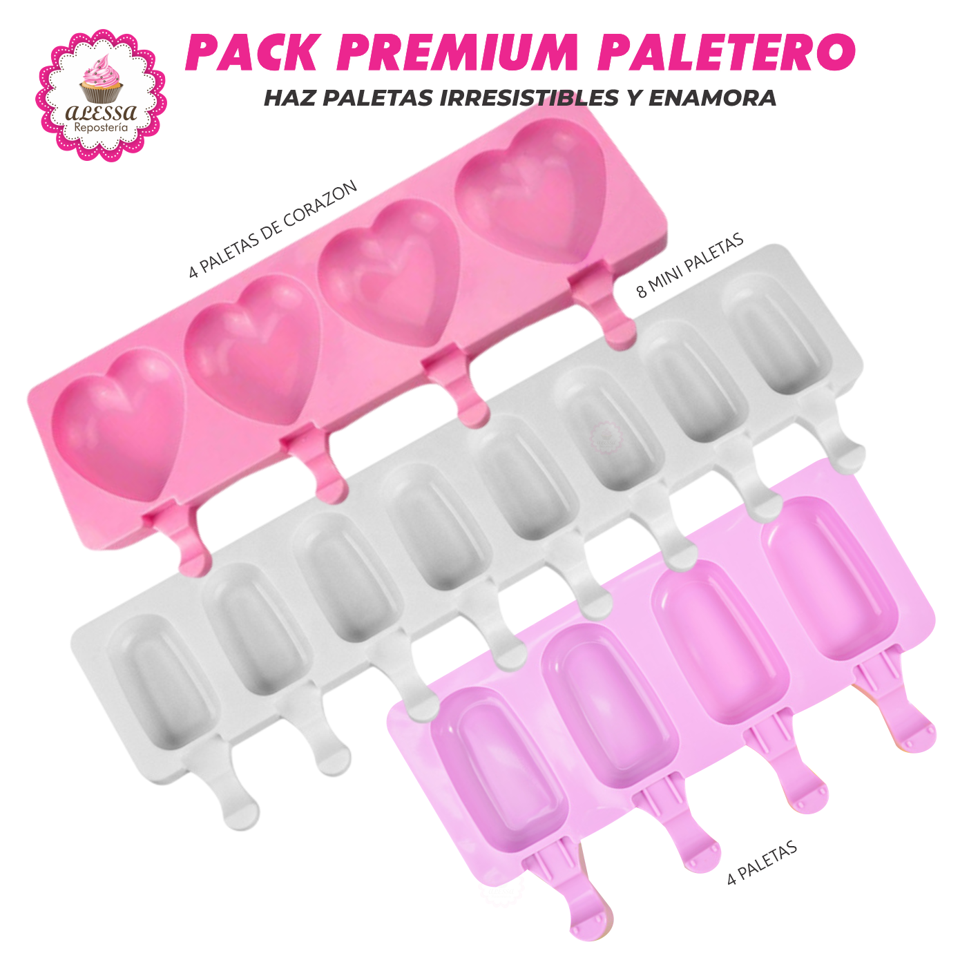 PACK PREMIUM PALETERO DE 3 MOLDES DE SILICONA PARA REPOSTERIA - 2