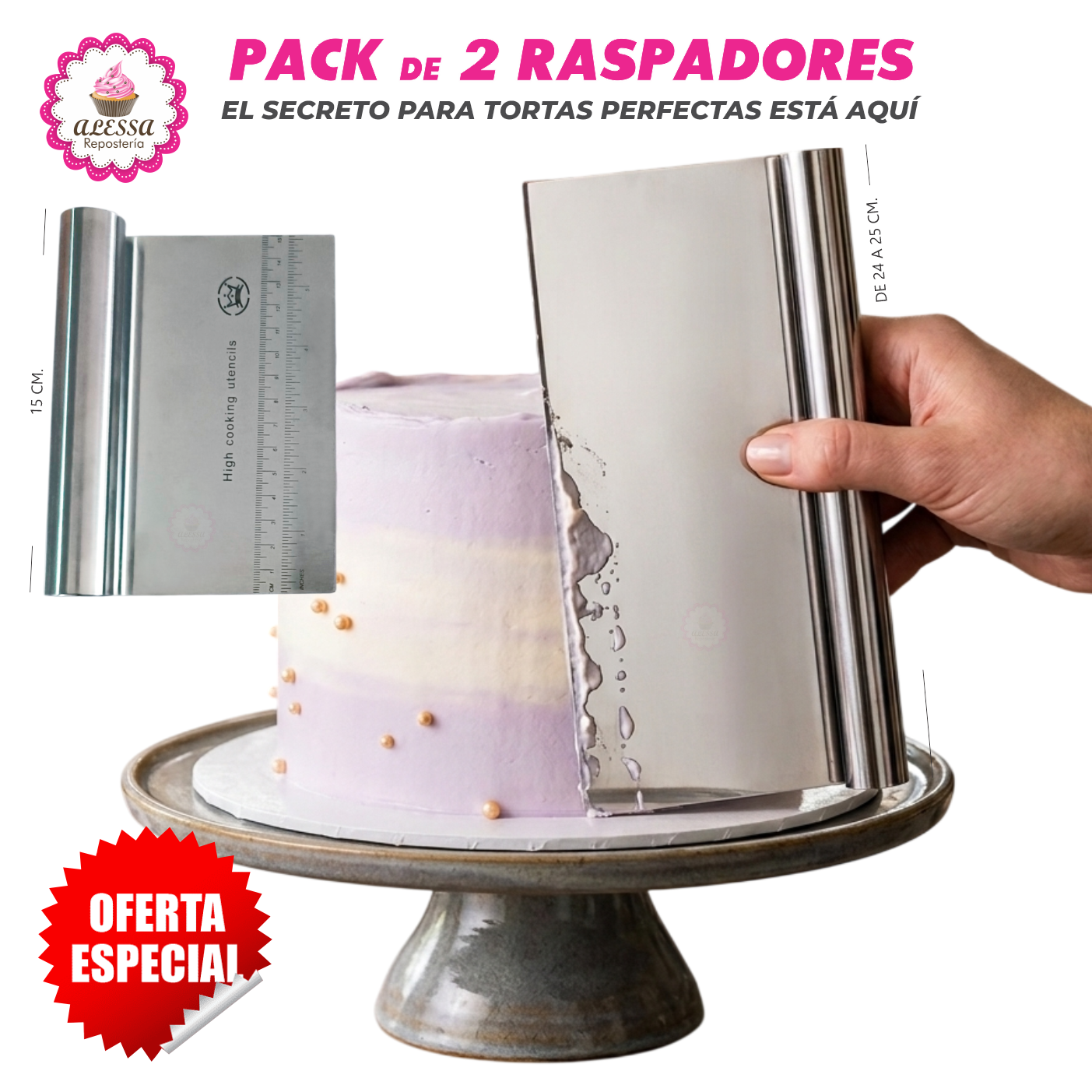 PACK PREMIUM DE 2 RASPADORES DE ACERO INOXIDABLE PARA REPOSTERIA - 1