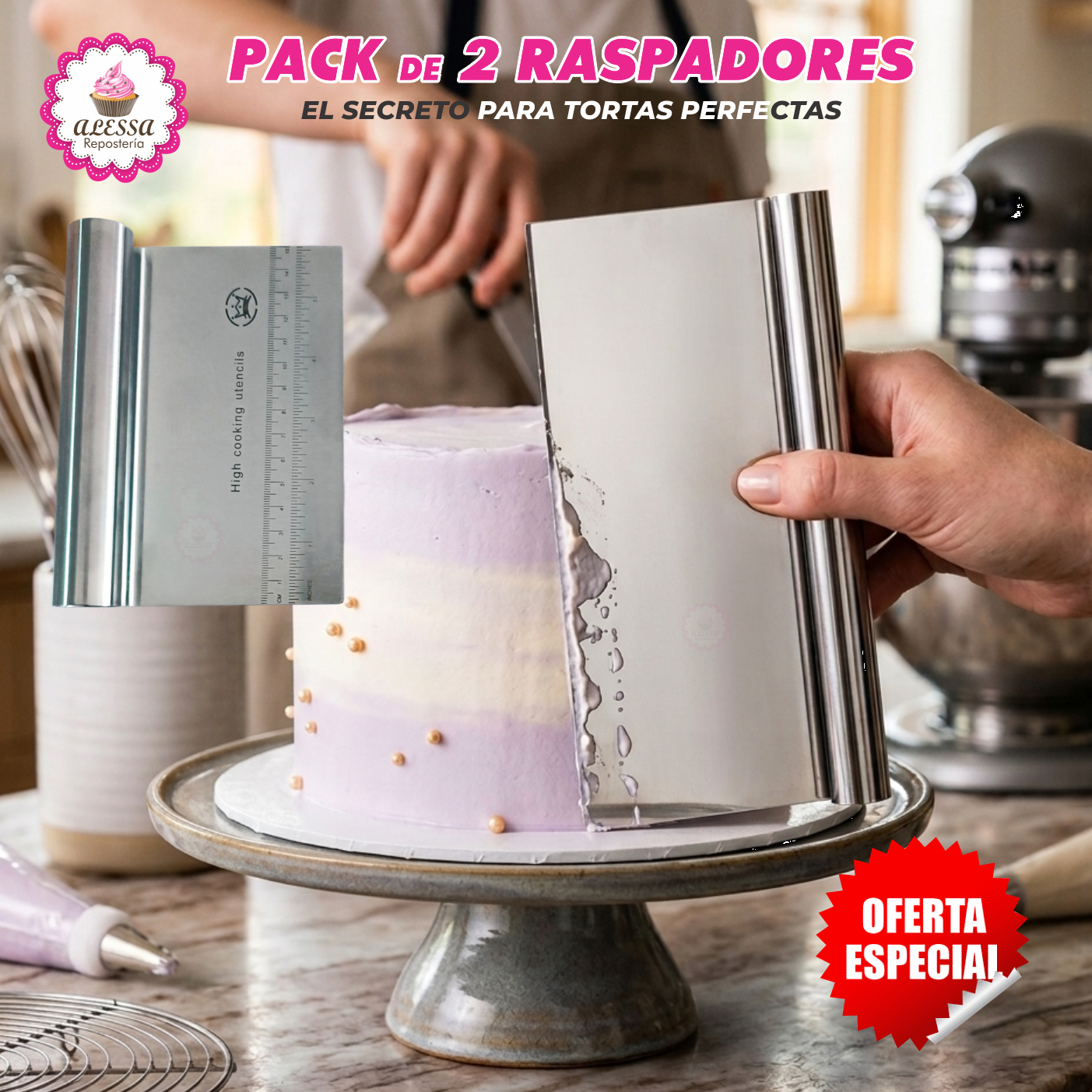 PACK PREMIUM DE 2 RASPADORES DE ACERO INOXIDABLE PARA REPOSTERIA - 5