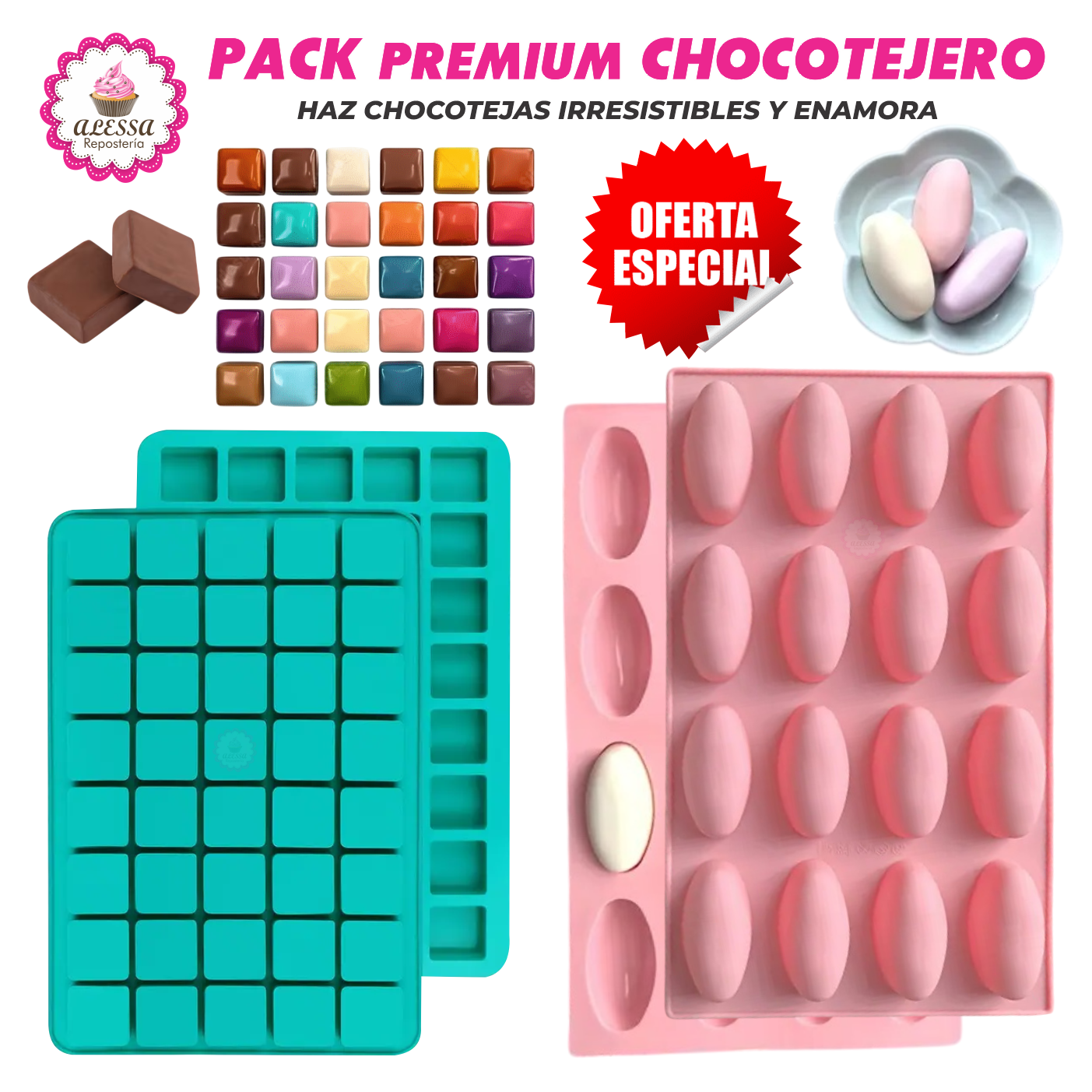 PACK PREMIUM CHOCOTEJERO DE 2 MOLDES DE SILICONA PARA REPOSTERIA - 2