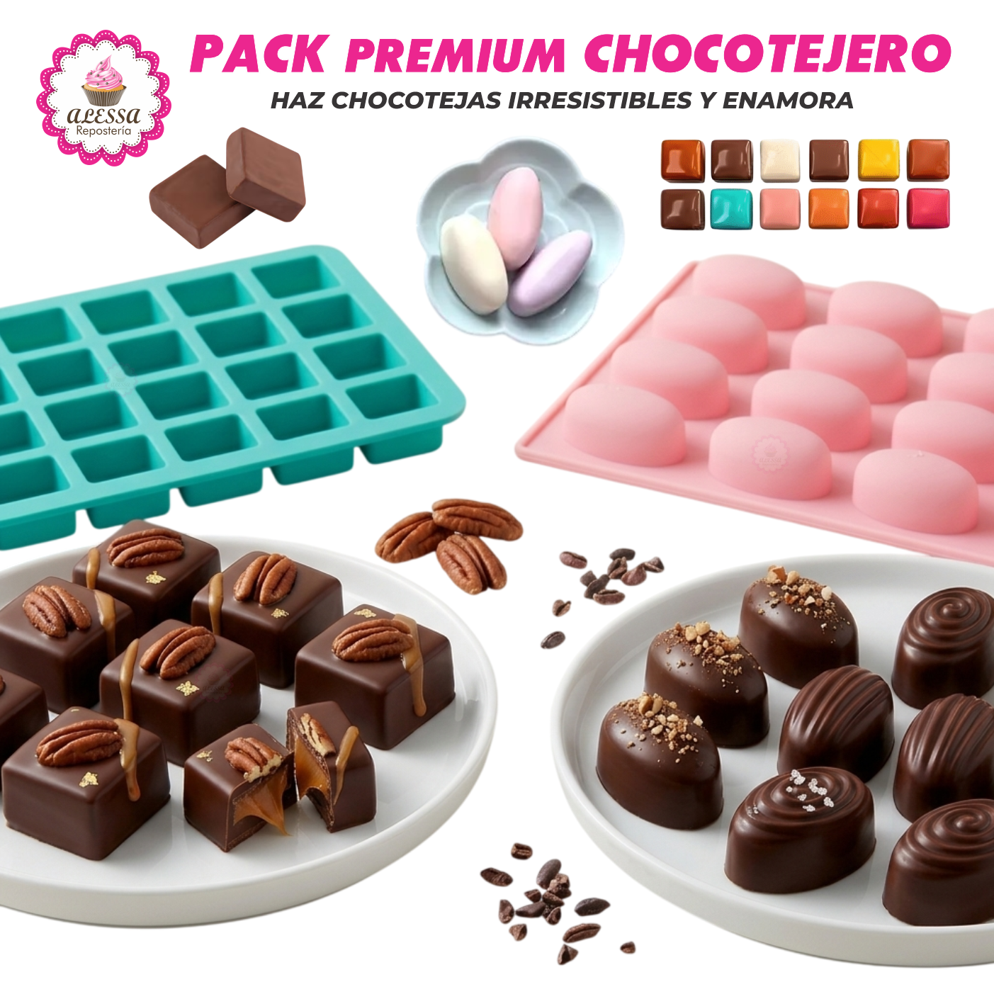 PACK PREMIUM CHOCOTEJERO DE 2 MOLDES DE SILICONA PARA REPOSTERIA - 3
