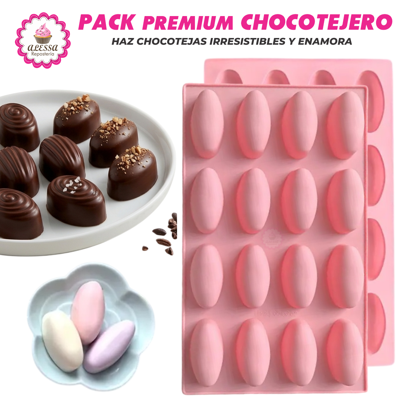PACK PREMIUM CHOCOTEJERO DE 2 MOLDES DE SILICONA PARA REPOSTERIA - 5