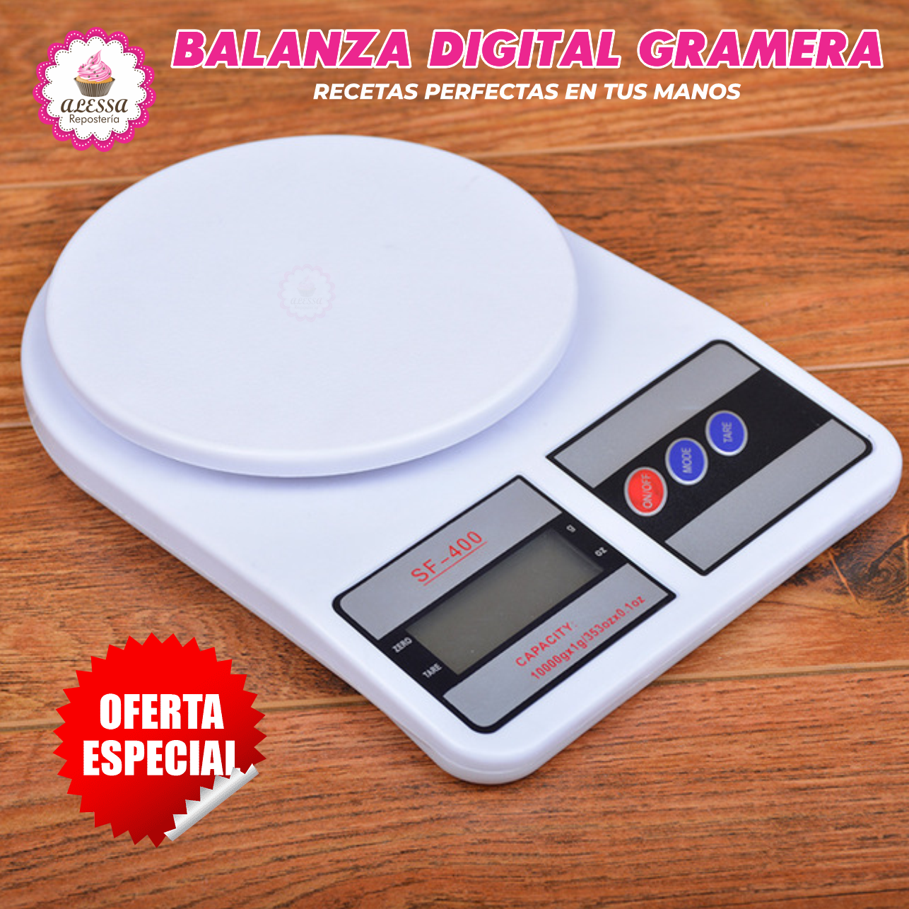 BALANZA DIGITAL GRAMERA DE COCINA REPOSTERIA HASTA 10 KG. - 4