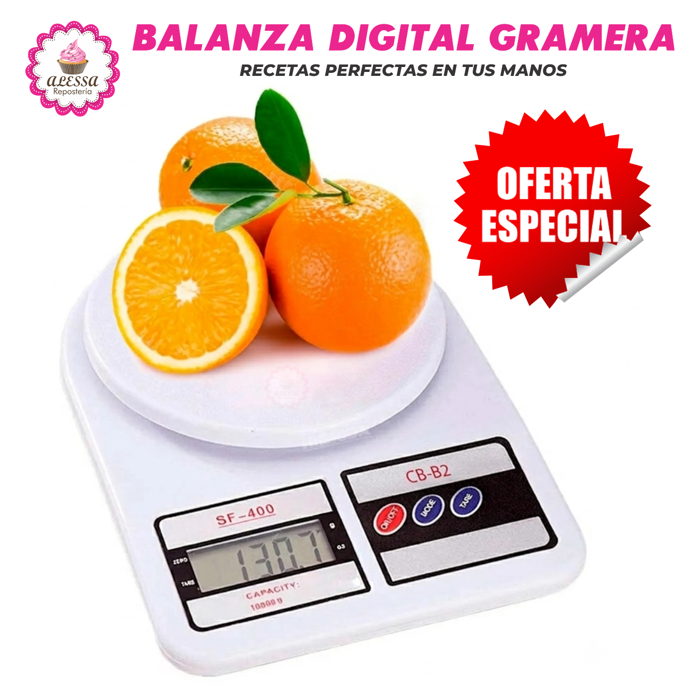 BALANZA DIGITAL GRAMERA DE COCINA REPOSTERIA HASTA 10 KG. - 5