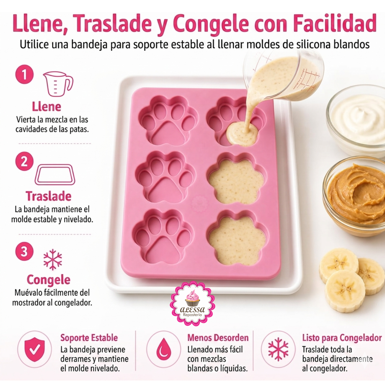 MOLDE DE SILICONA DE 6 HUELLAS DE PERRO PARA REPOSTERIA - 4