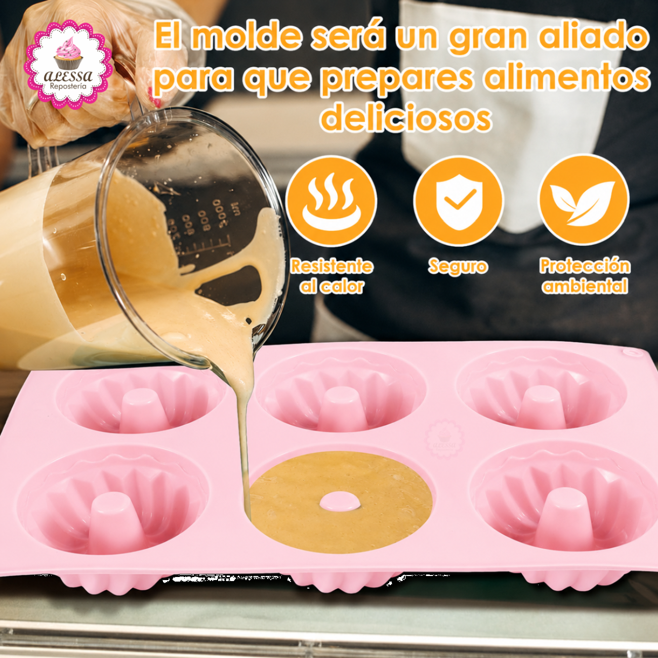 MOLDE DE SILICONA DE 6 CHOCOFLANES PARA REPOSTERIA - 2