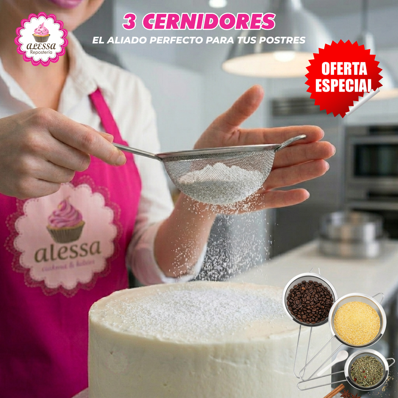 PACK DE 3 CERNIDORES DE ACERO INÓXIDABLE PARA REPOSTERÍA - 4