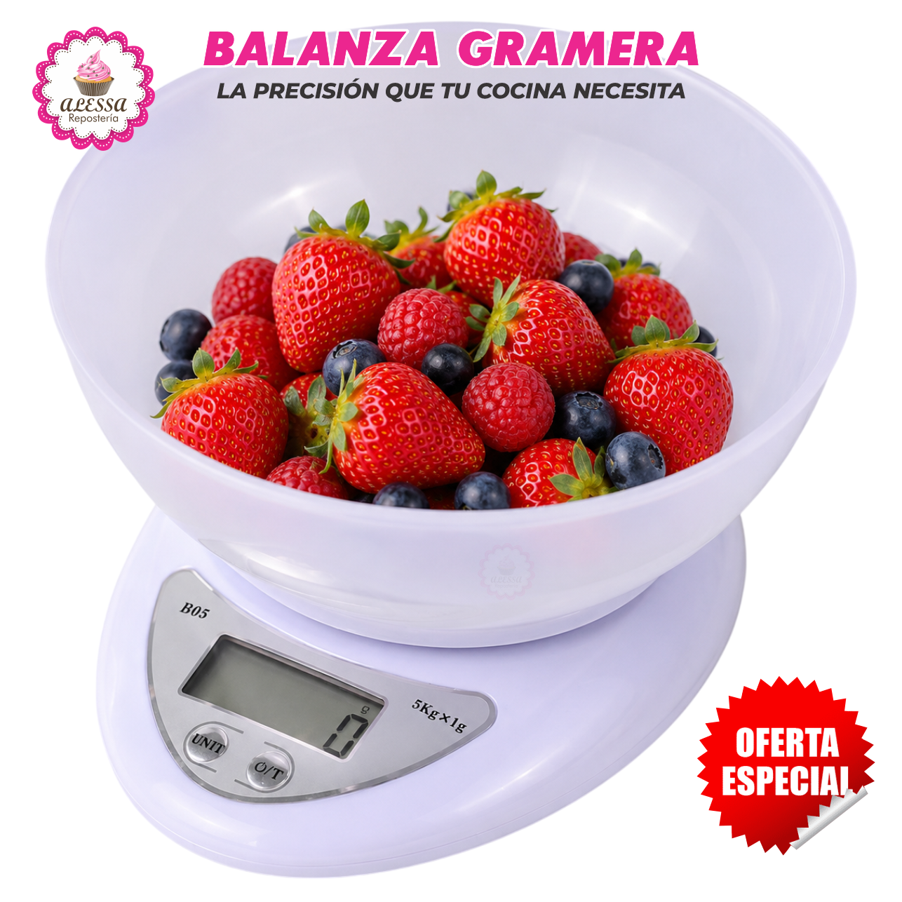 BALANZA GRAMERA PREMIUM DIGITAL CON PLATO PARA COCINA REPOSTERÍA DE ALTA PRECISIÓN - 1