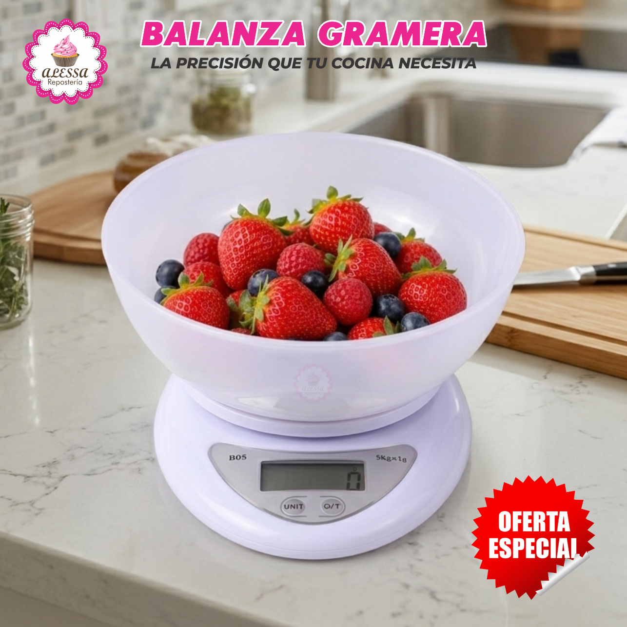 BALANZA GRAMERA PREMIUM DIGITAL CON PLATO PARA COCINA REPOSTERÍA DE ALTA PRECISIÓN - 3