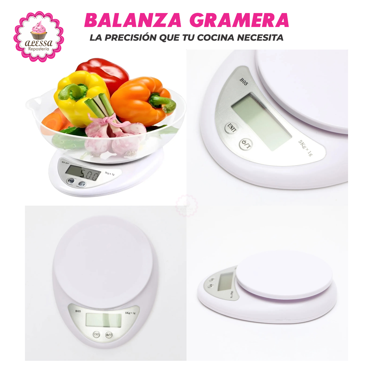 BALANZA GRAMERA PREMIUM DIGITAL CON PLATO PARA COCINA REPOSTERÍA DE ALTA PRECISIÓN - 5