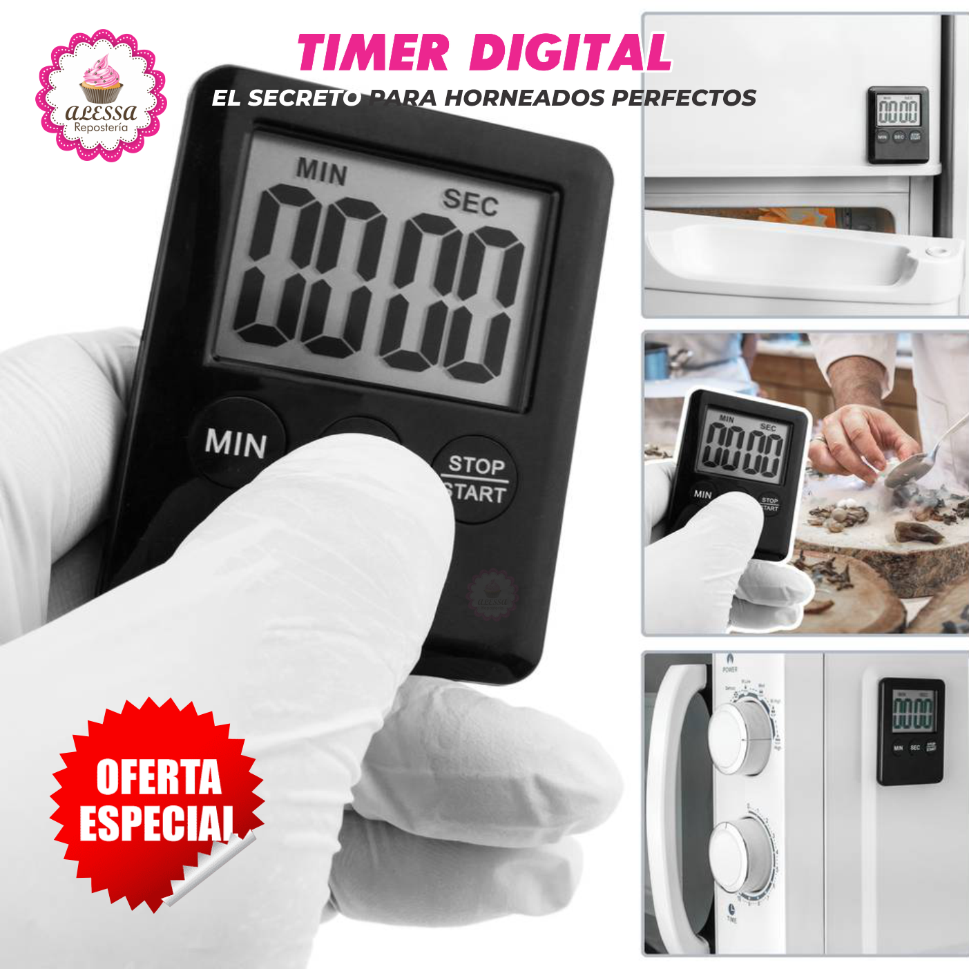 TIMER TEMPORIZADOR DIGITAL PARA COCINA REPOSTERIA CON SOPORTE MAGNETICO - 1