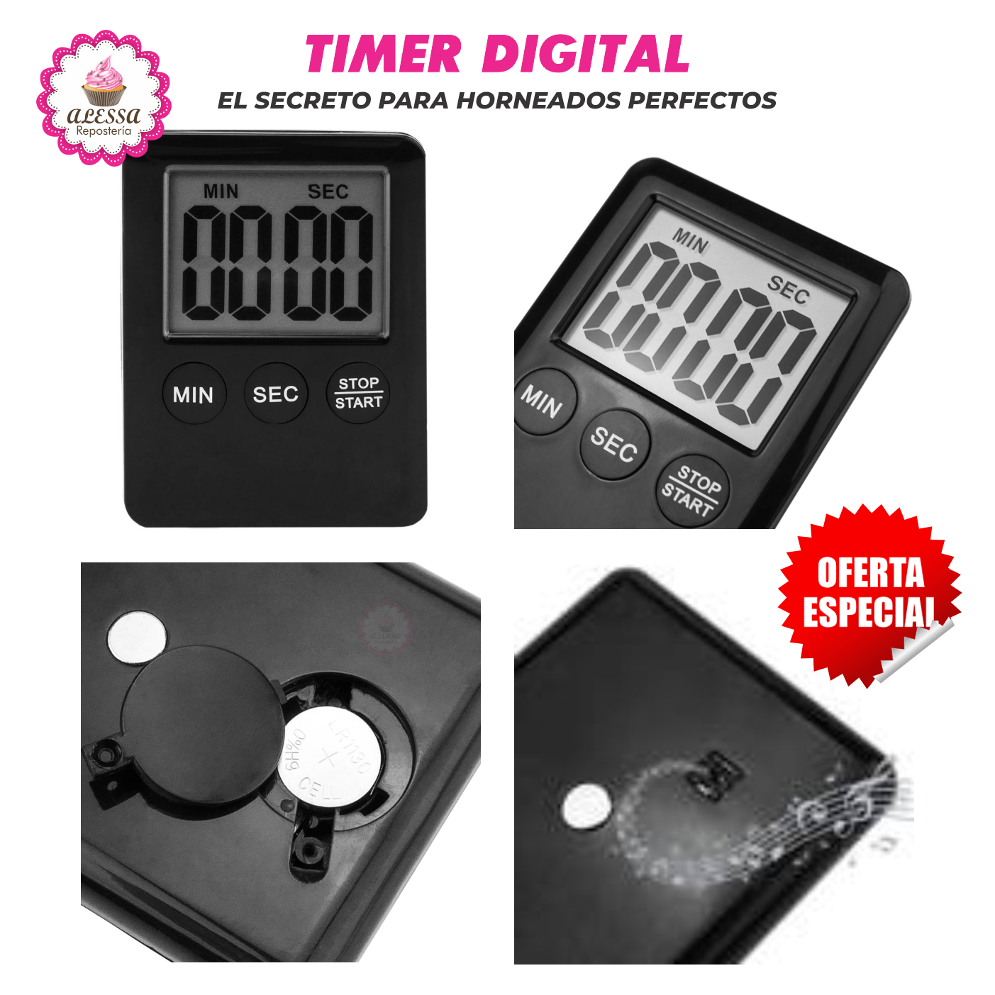 TIMER TEMPORIZADOR DIGITAL PARA COCINA REPOSTERIA CON SOPORTE MAGNETICO - 3