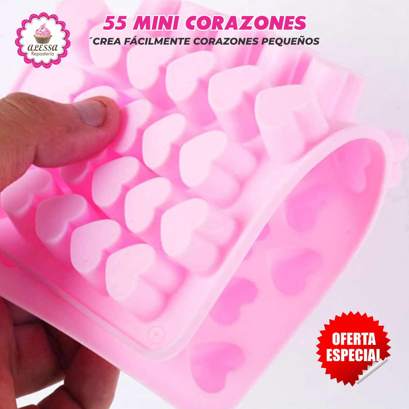 MOLDE DE SILICONA DE 55 MINI CORAZONES PARA REPOSTERIA - 5