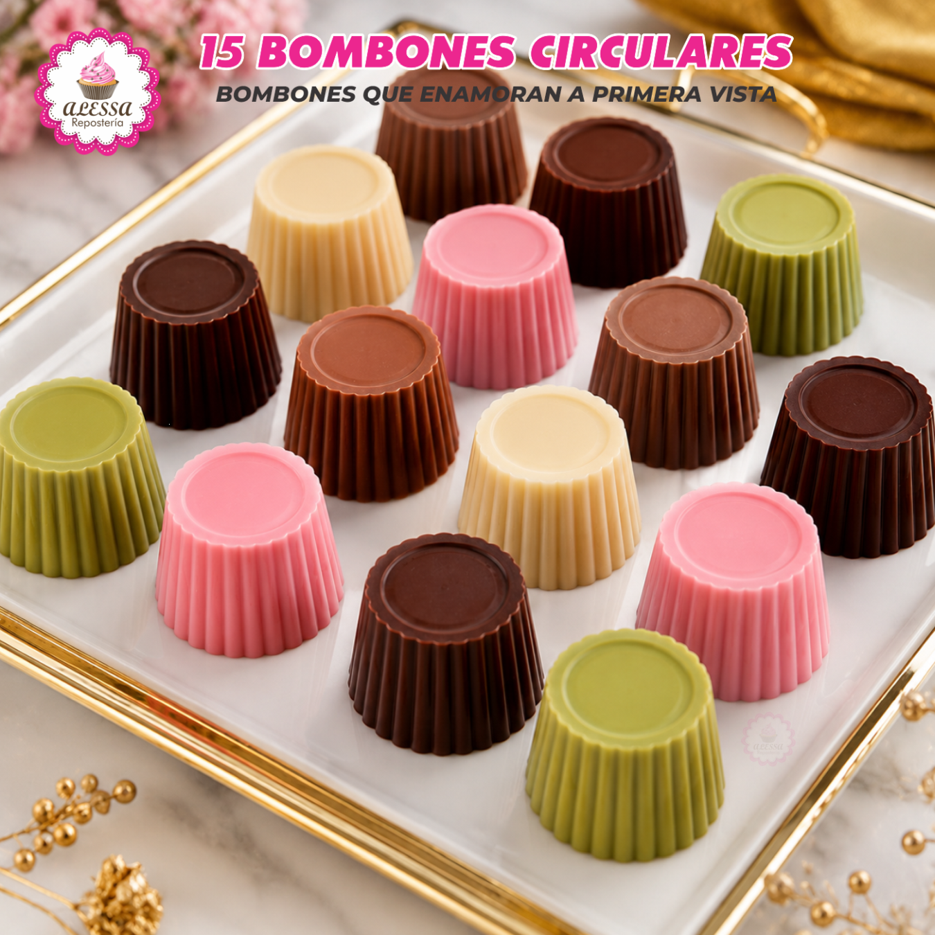 MOLDE DE SILICONA DE 15 BOMBONES CIRCULARES PARA REPOSTERIA - 6