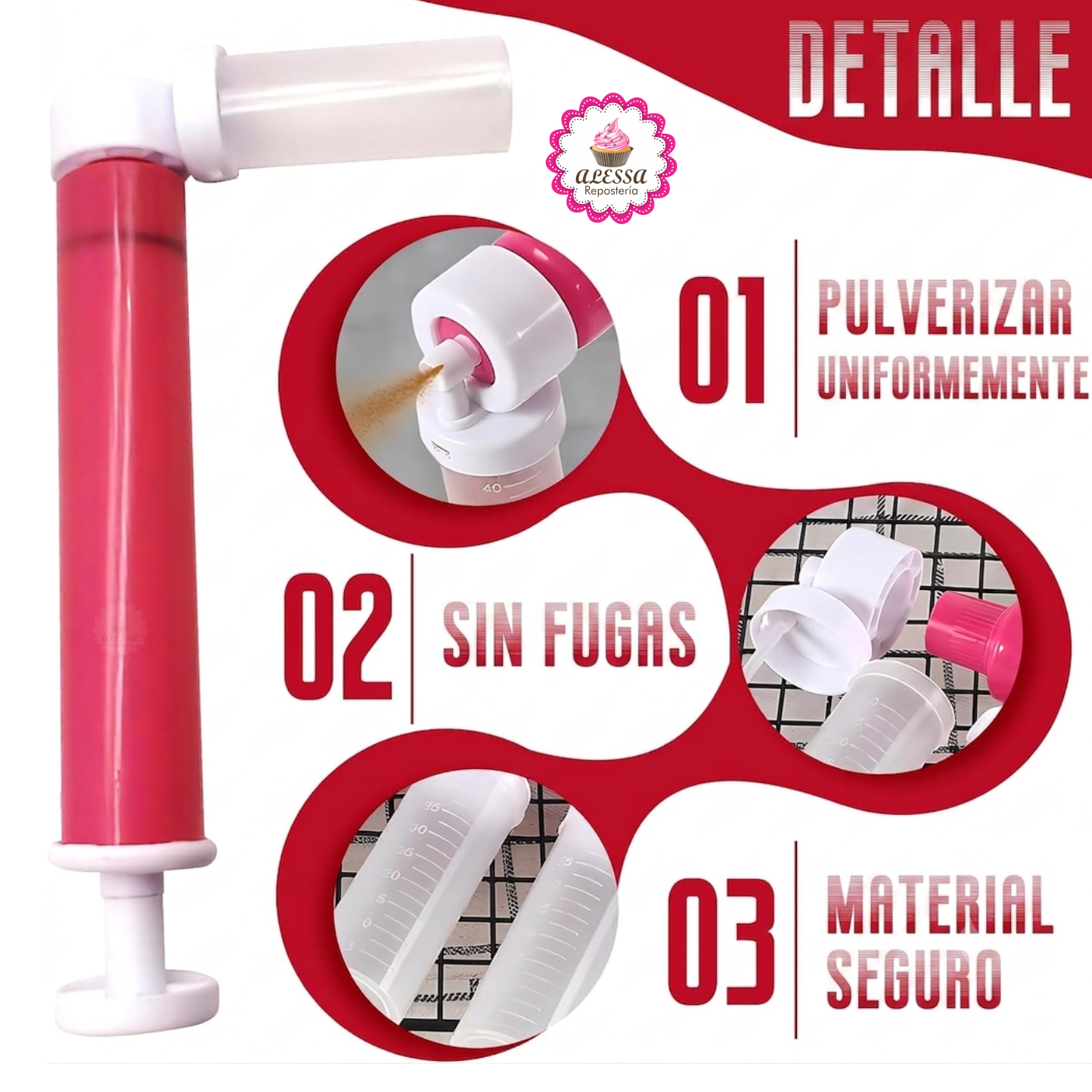 AEROGRAFO PULVERIZADOR MANUAL PREMIUM PARA DECORAR PASTELES PARA REPOSTERIA - 6