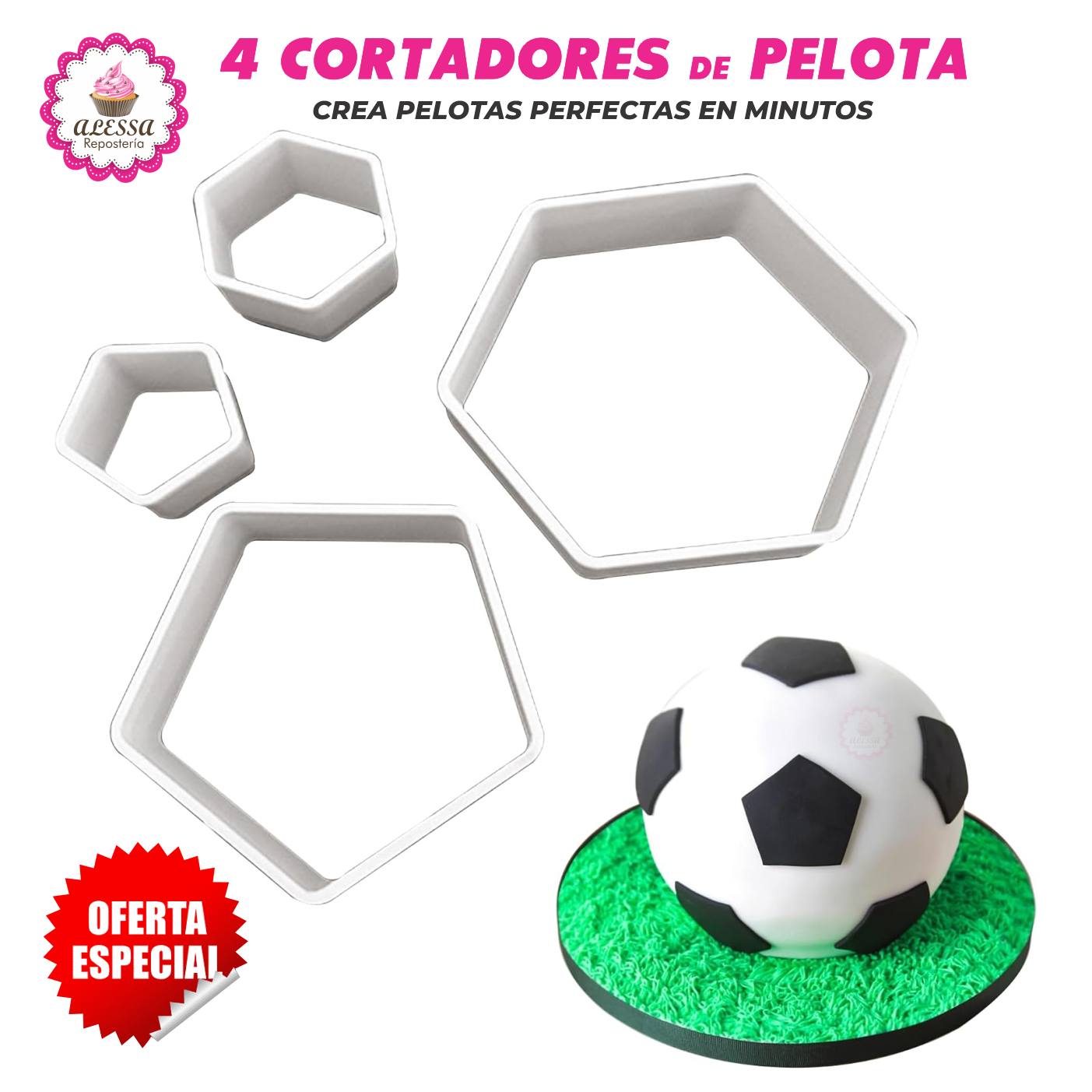 SET DE 4 CORTADORES DE PELOTA FUTBOL PARA REPOSTERIA - 2