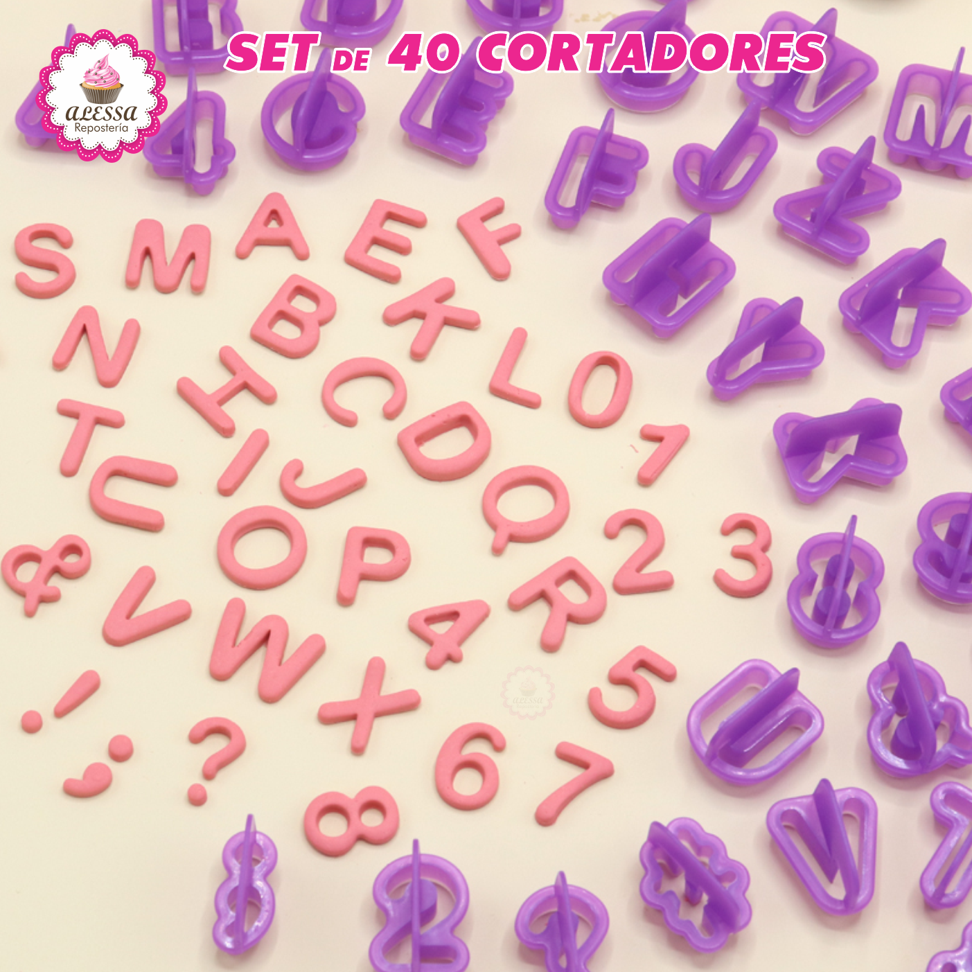 SET DE 40 CORTADORES DE LETRAS Y NUMEROS PARA REPOSTERIA - 5
