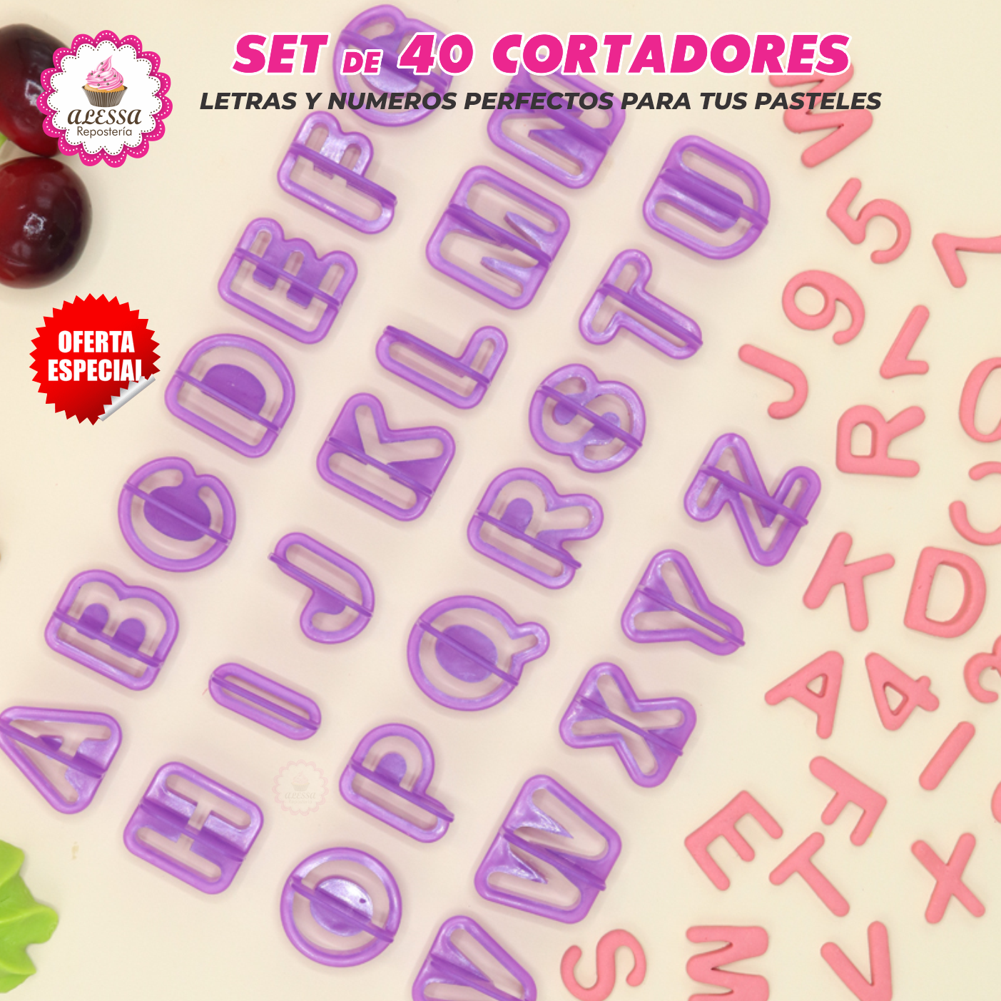 SET DE 40 CORTADORES DE LETRAS Y NUMEROS PARA REPOSTERIA - 6