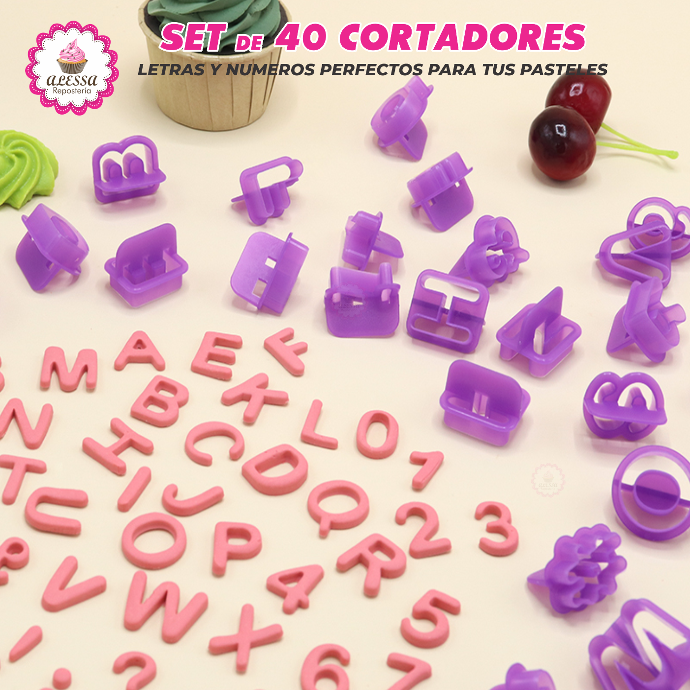 SET DE 40 CORTADORES DE LETRAS Y NUMEROS PARA REPOSTERIA - 7