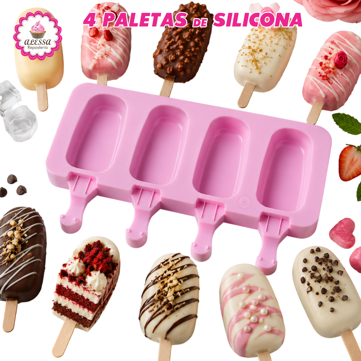 MOLDE DE SILICONA DE 4 PALETAS PARA REPOSTERIA - 3