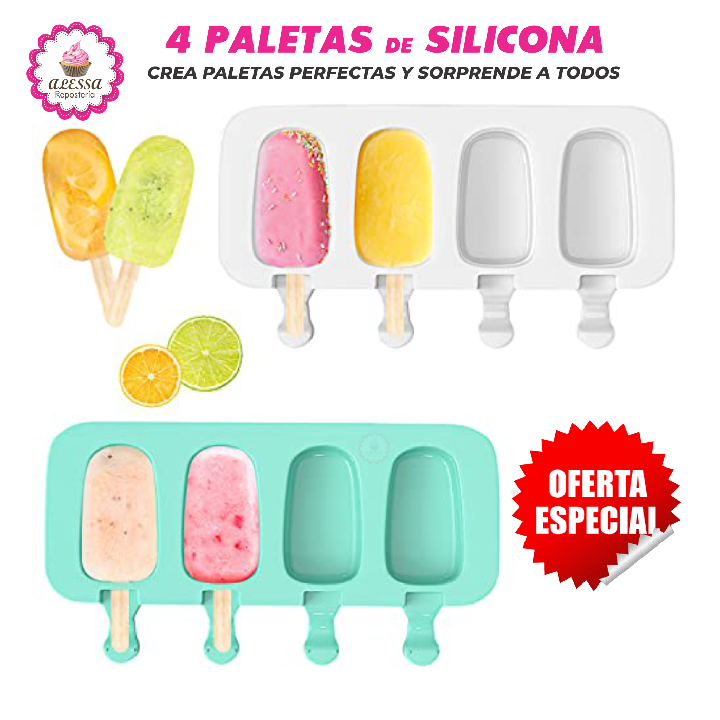 MOLDE DE SILICONA DE 4 PALETAS PARA REPOSTERIA - 5