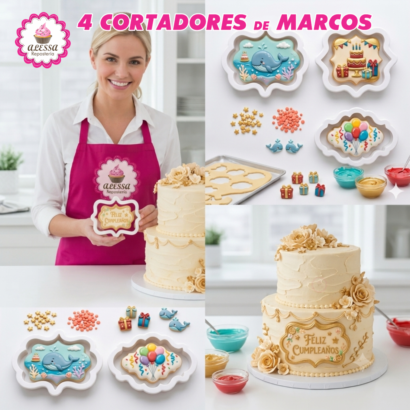 SET DE 4 CORTADORES DE MARCOS VINTAGE PARA REPOSTERIA - 5