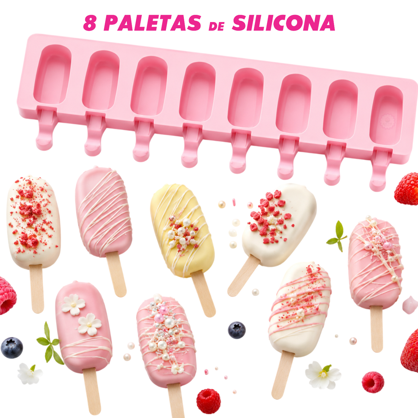 MOLDE DE SILICONA DE 8 PALETAS PARA REPOSTERIA - 2