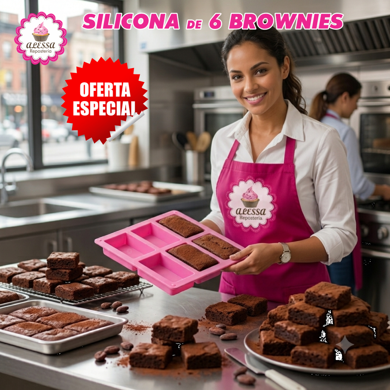 MOLDE DE SILICONA DE 6 BROWNIES PARA REPOSTERIA - 2