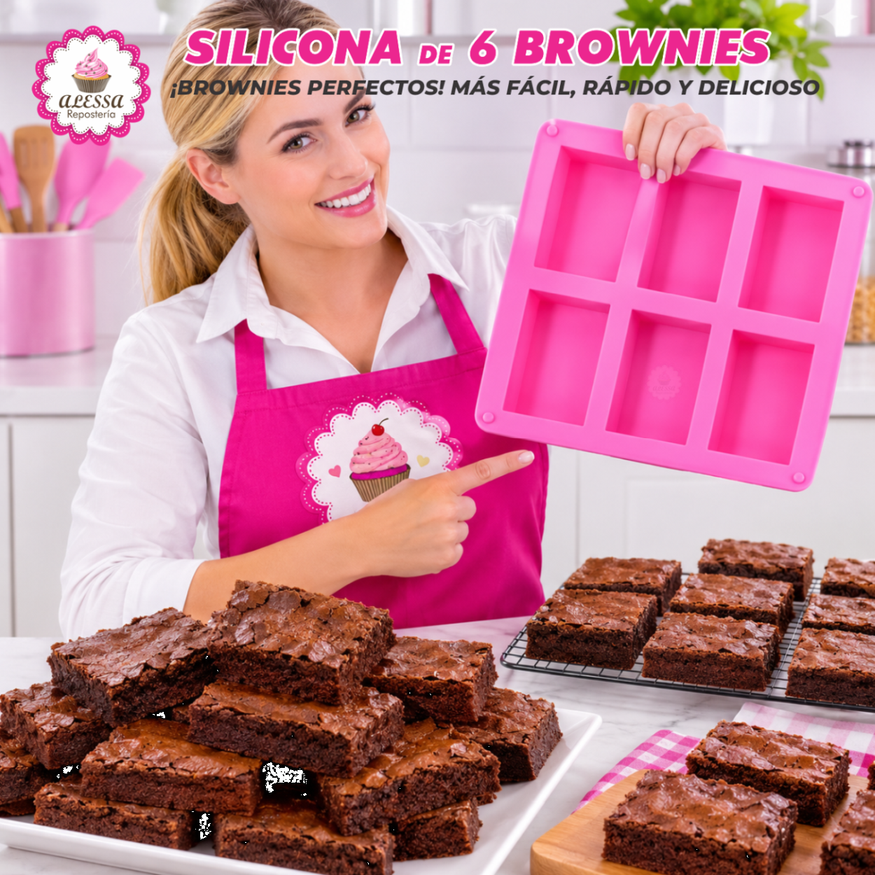 MOLDE DE SILICONA DE 6 BROWNIES PARA REPOSTERIA - 6