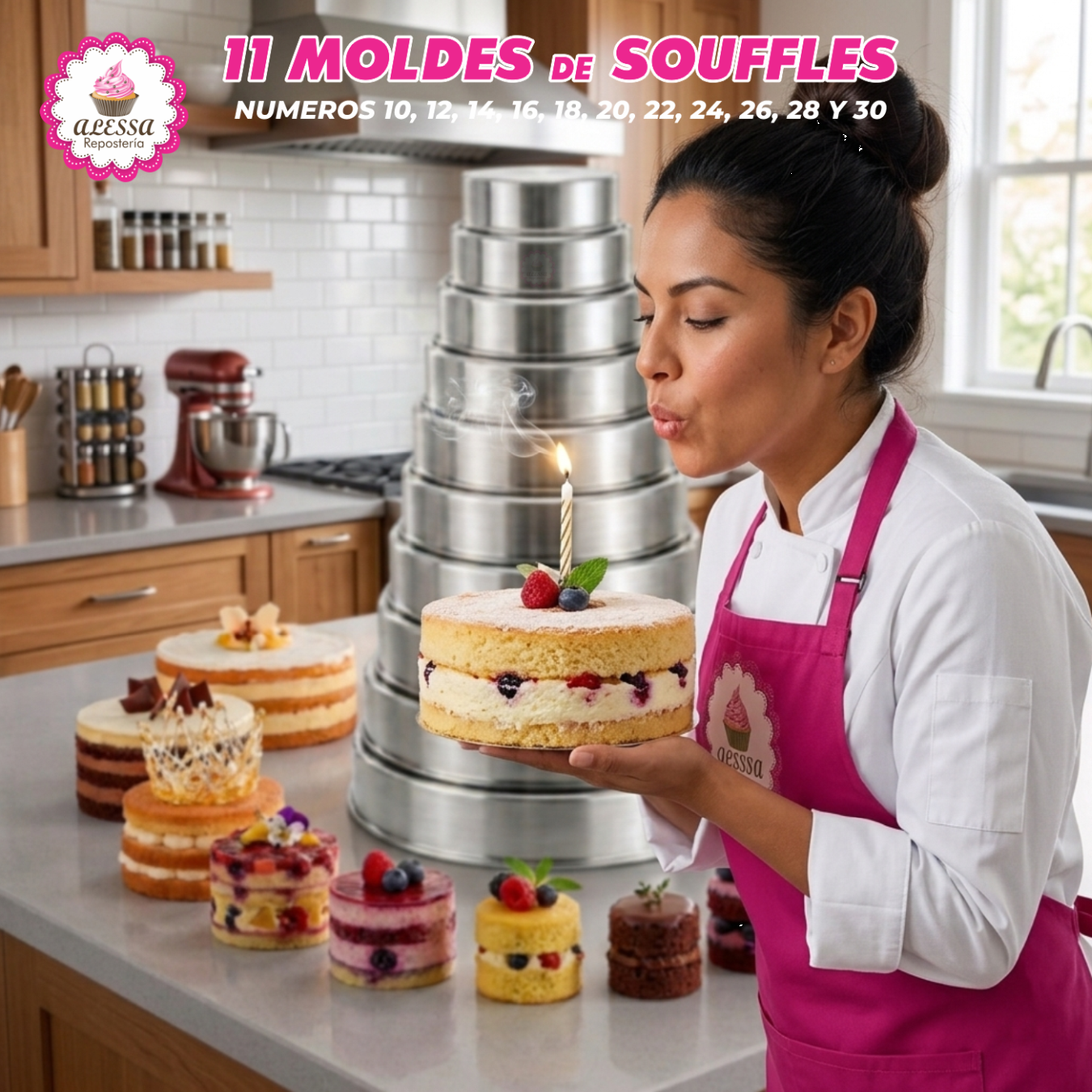 SET PREMIUM DE 11 MOLDES DE SOUFFLE DE ALUMINIO EN REPOSTERIA - 2