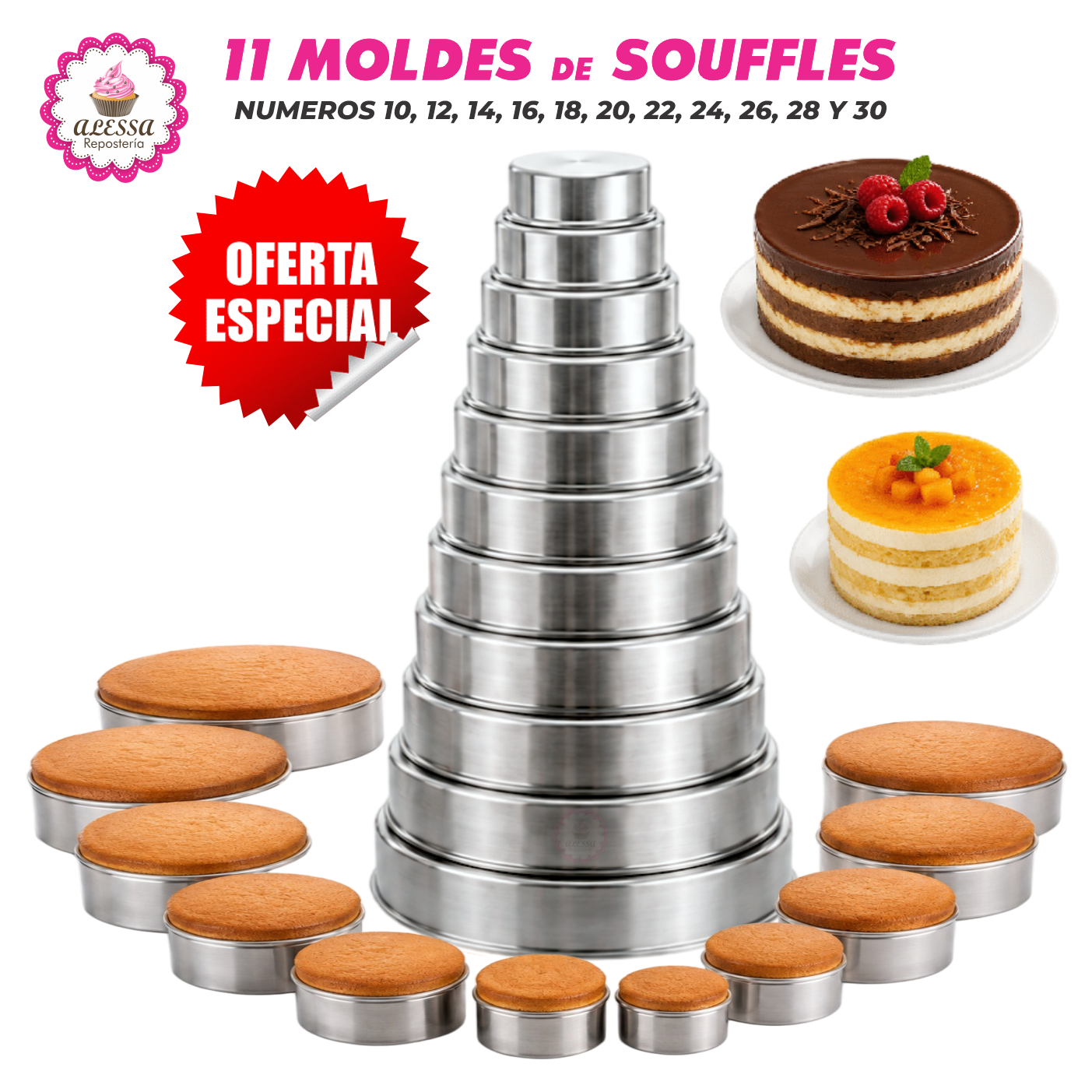 SET PREMIUM DE 11 MOLDES DE SOUFFLE DE ALUMINIO EN REPOSTERIA - 3
