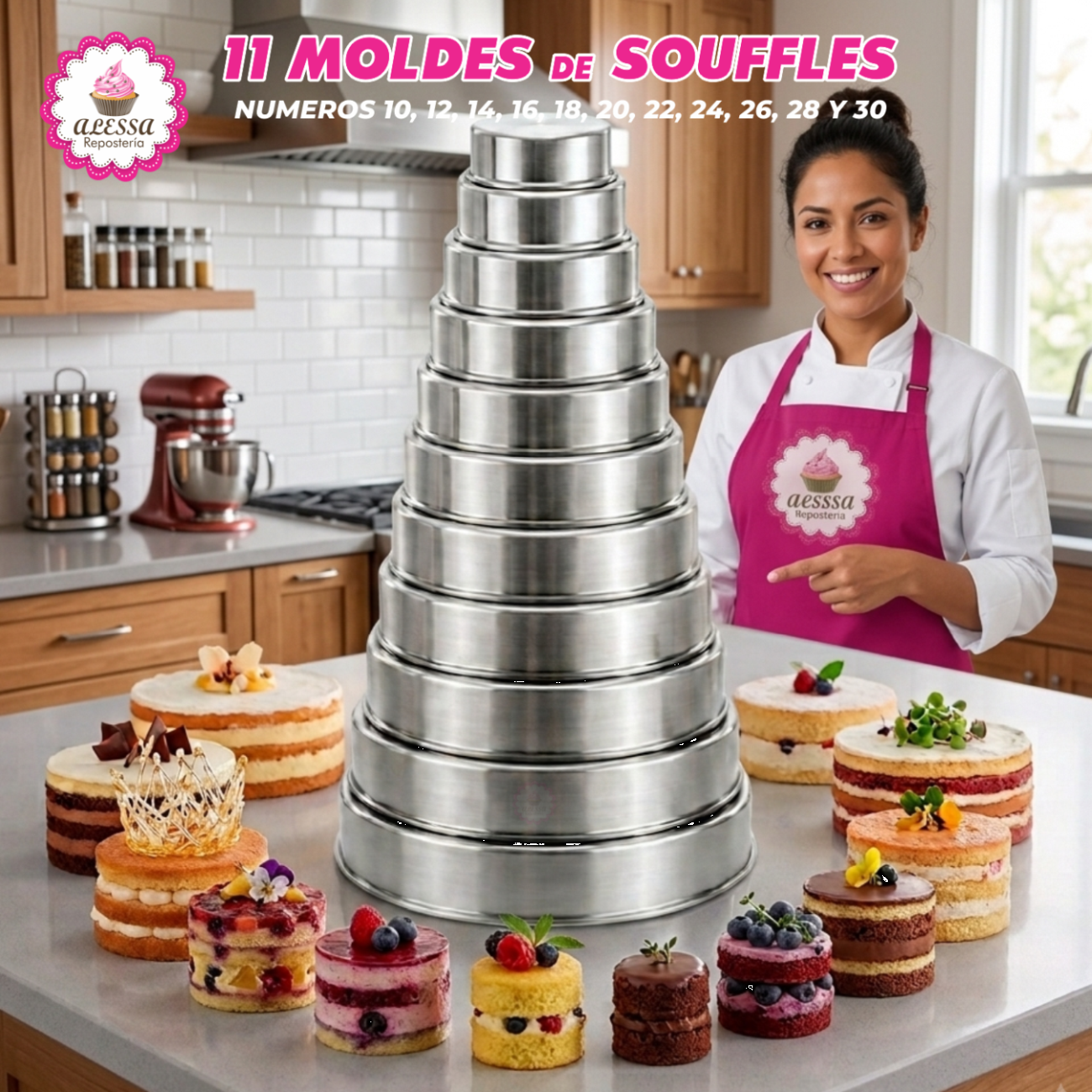 SET PREMIUM DE 11 MOLDES DE SOUFFLE DE ALUMINIO EN REPOSTERIA - 5