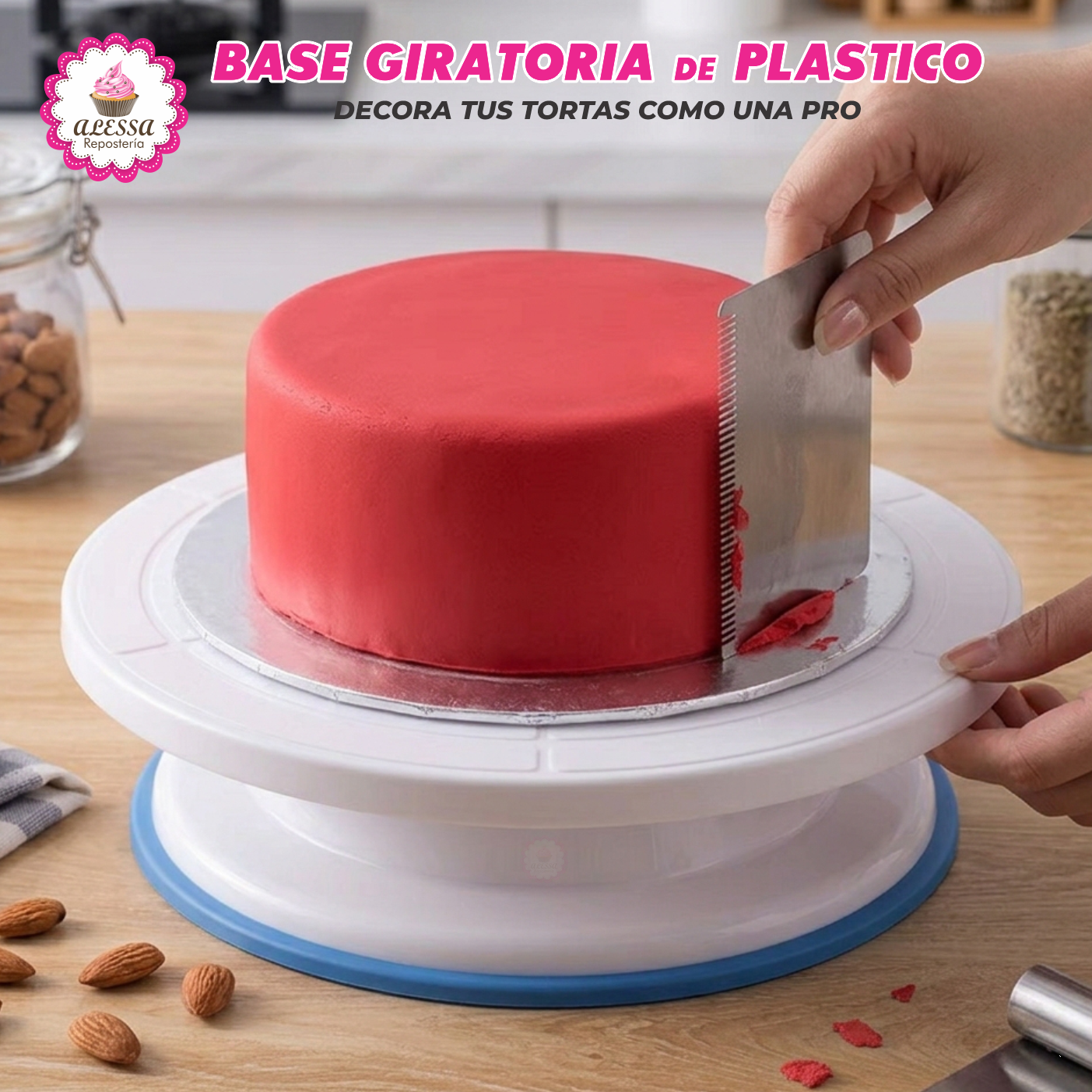 BASE GIRATORIA PREMIUM PARA DECORACION DE TORTAS CON ANTIDESLIZANTE PARA REPOSTERIA - 4