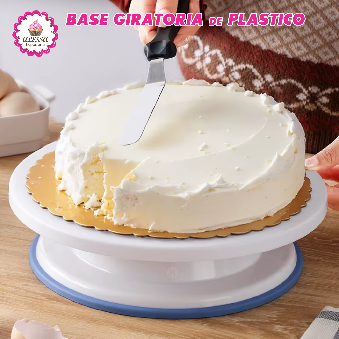 BASE GIRATORIA PREMIUM PARA DECORACION DE TORTAS CON ANTIDESLIZANTE PARA REPOSTERIA - 5