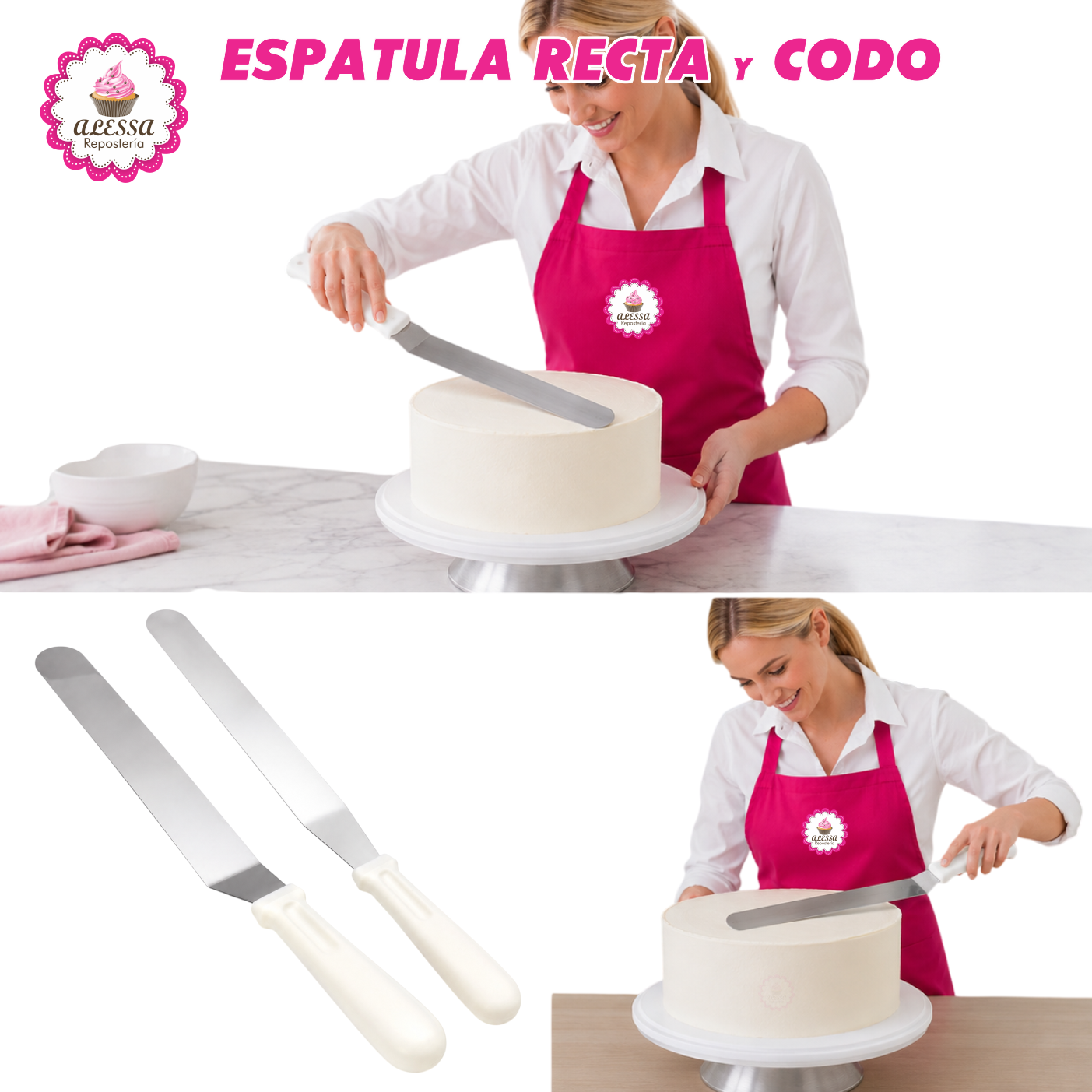 PACK DE ESPATULA RECTA Y CODO EXTRA GRANDE DE ALTA CALIDAD PARA REPOSTERIA - 5