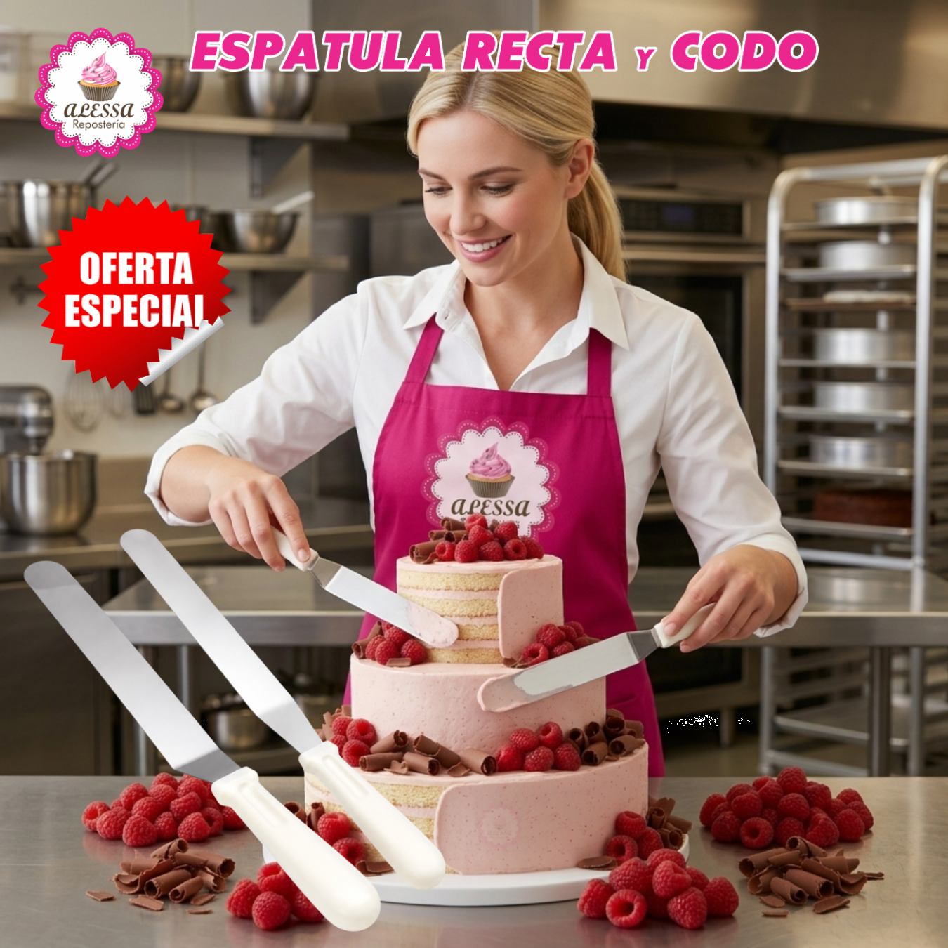PACK DE ESPATULA RECTA Y CODO EXTRA GRANDE DE ALTA CALIDAD PARA REPOSTERIA - 6