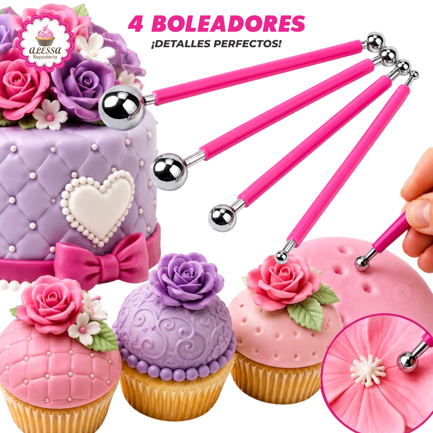 SET DE 4 BOLEADORES PARA DECORACION EN REPOSTERIA - 1