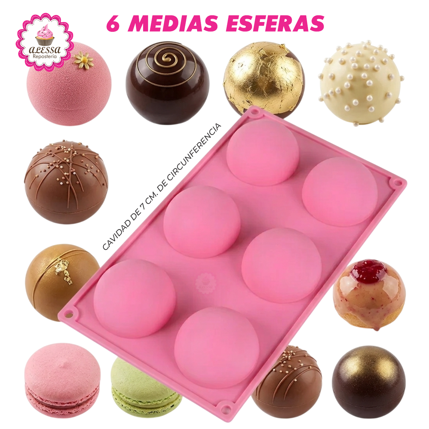 MOLDE DE SILICONA DE 6 MEDIAS ESFERAS PARA REPOSTERIA - 1
