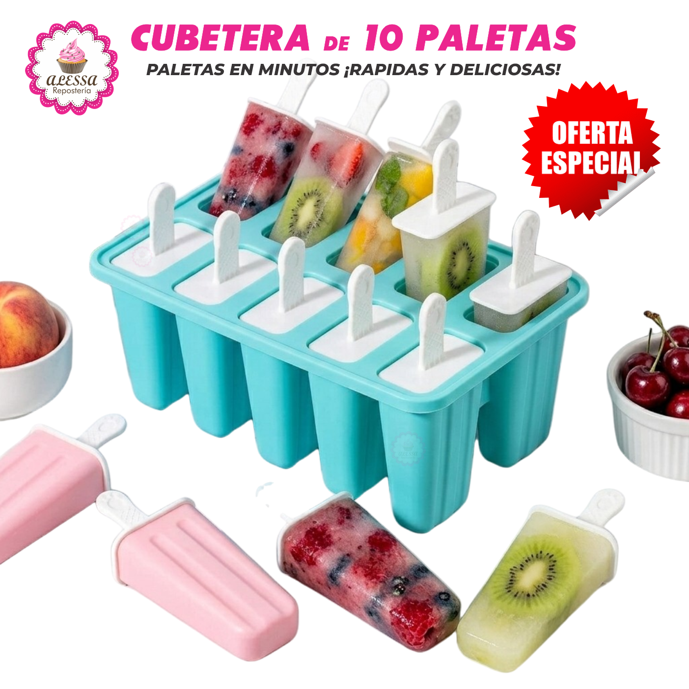 MOLDE CUBETERA DE 10 PALETAS PARA HELADOS CHOCOLATE REPOSTERIA - 1