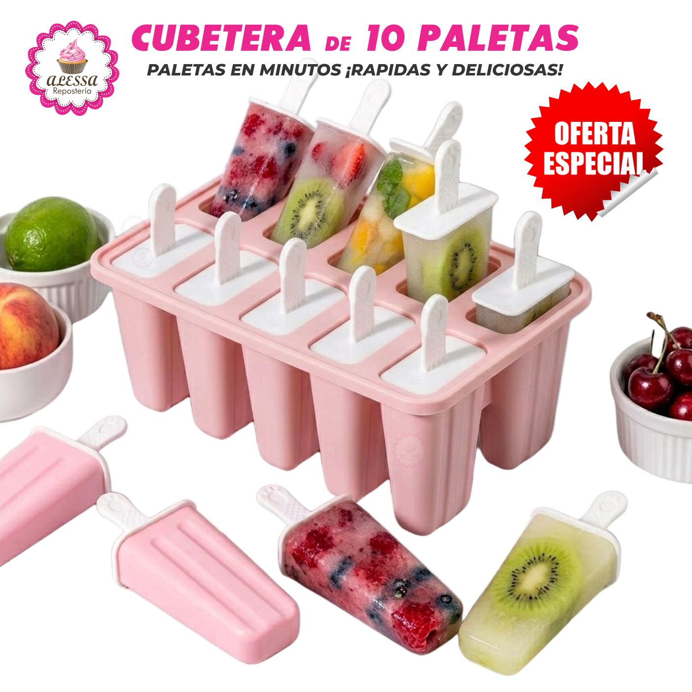 MOLDE CUBETERA DE 10 PALETAS PARA HELADOS CHOCOLATE REPOSTERIA - 2