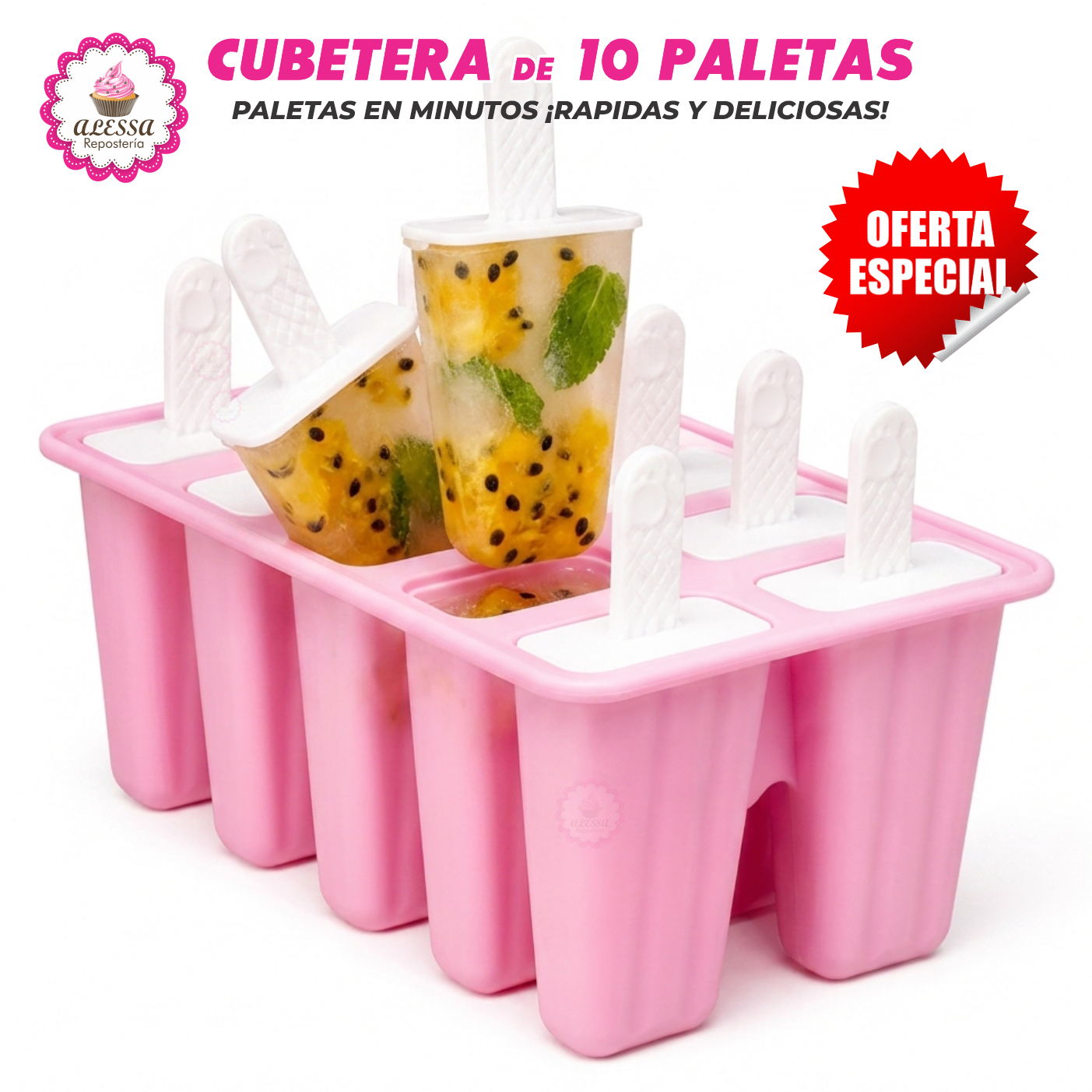 MOLDE CUBETERA DE 10 PALETAS PARA HELADOS CHOCOLATE REPOSTERIA - 3