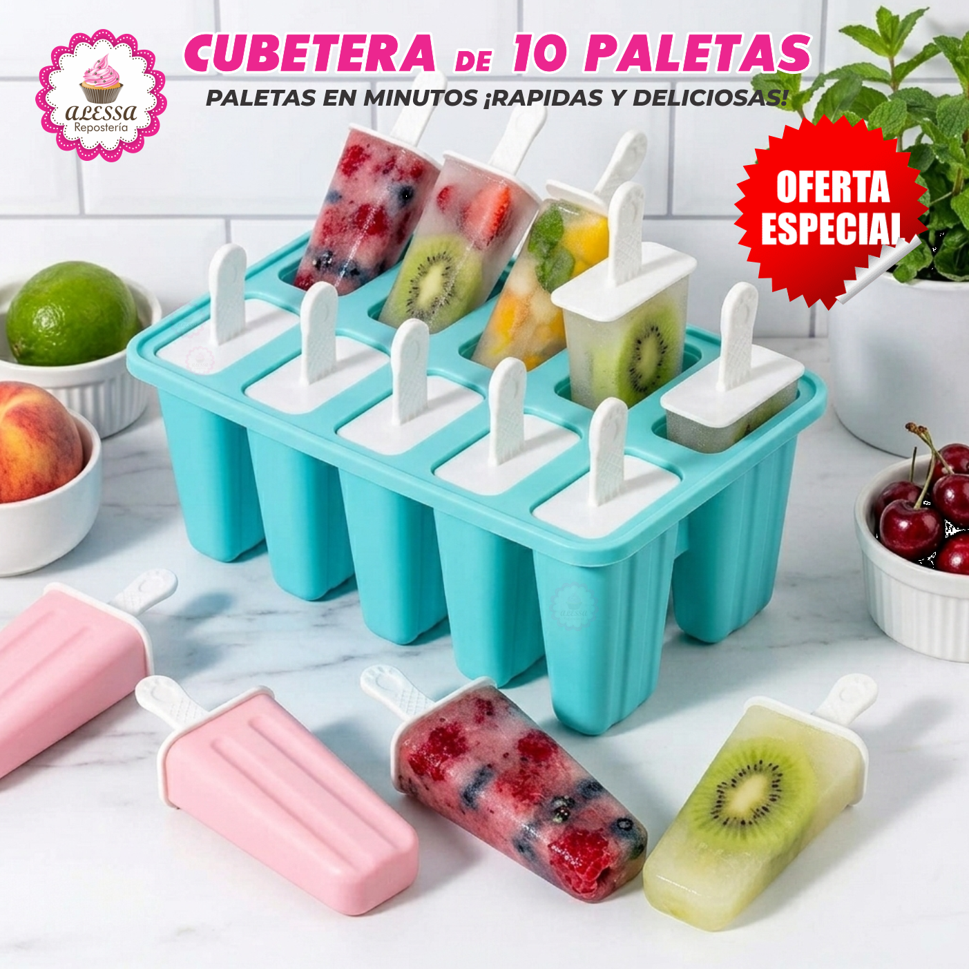 MOLDE CUBETERA DE 10 PALETAS PARA HELADOS CHOCOLATE REPOSTERIA - 4