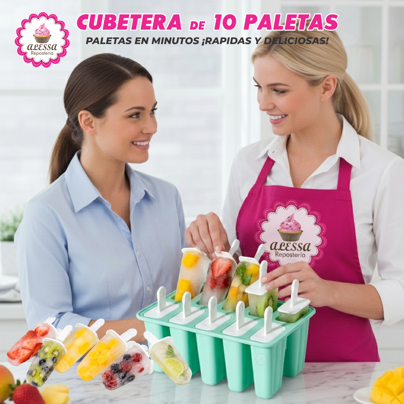 MOLDE CUBETERA DE 10 PALETAS PARA HELADOS CHOCOLATE REPOSTERIA - 6