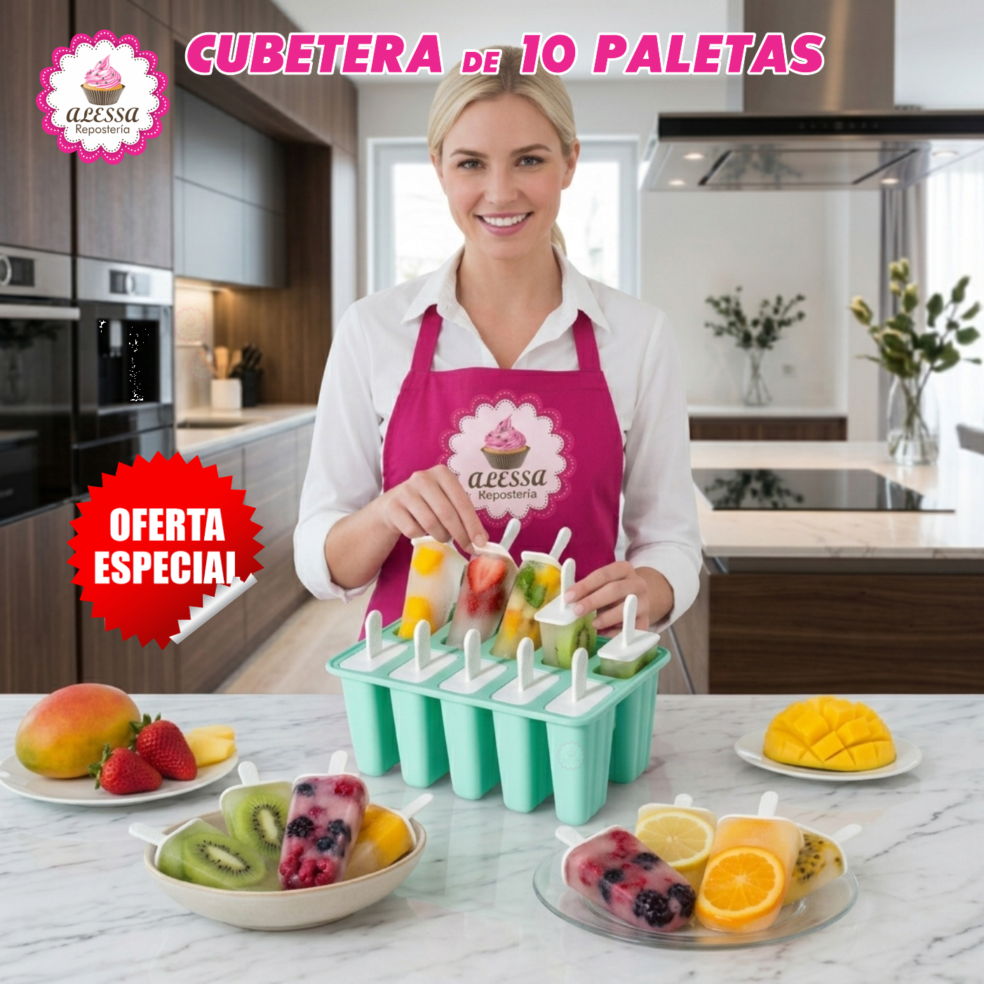 MOLDE CUBETERA DE 10 PALETAS PARA HELADOS CHOCOLATE REPOSTERIA - 8