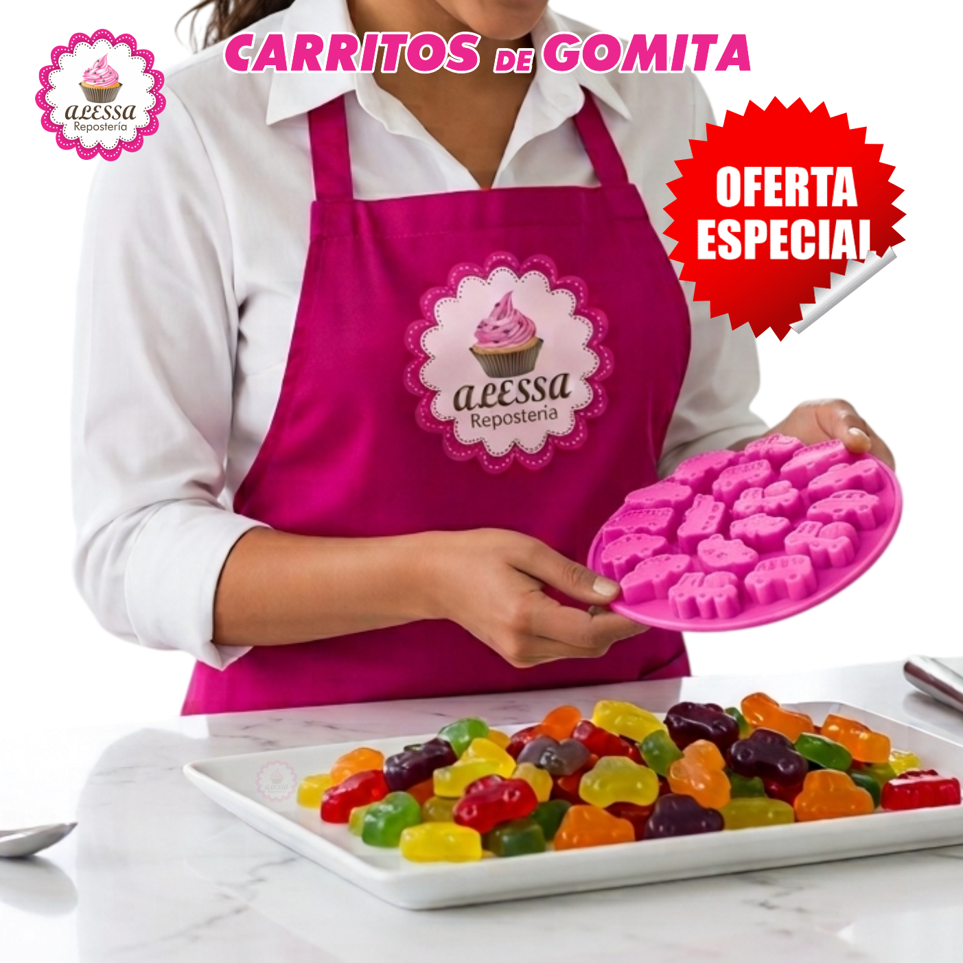 MOLDE DE 17 GOMITAS DE CARRITOS DE SILICONA PARA REPOSTERIA - 2